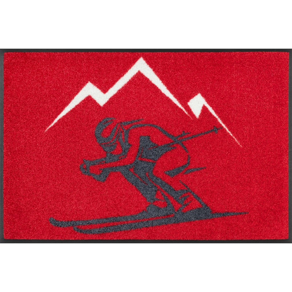 wash+dry by Kleen-Tex Fußmatte »Ski«, rechteckig, Schmutzfangmatte, Motiv Skifahrer, rutschhemmend