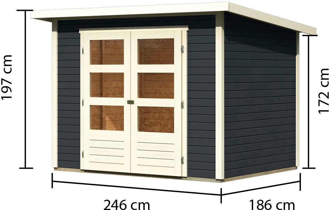 Karibu Gartenhaus »Stockach 3«, (Set), naturbelassen, terragrau oder anthrazit