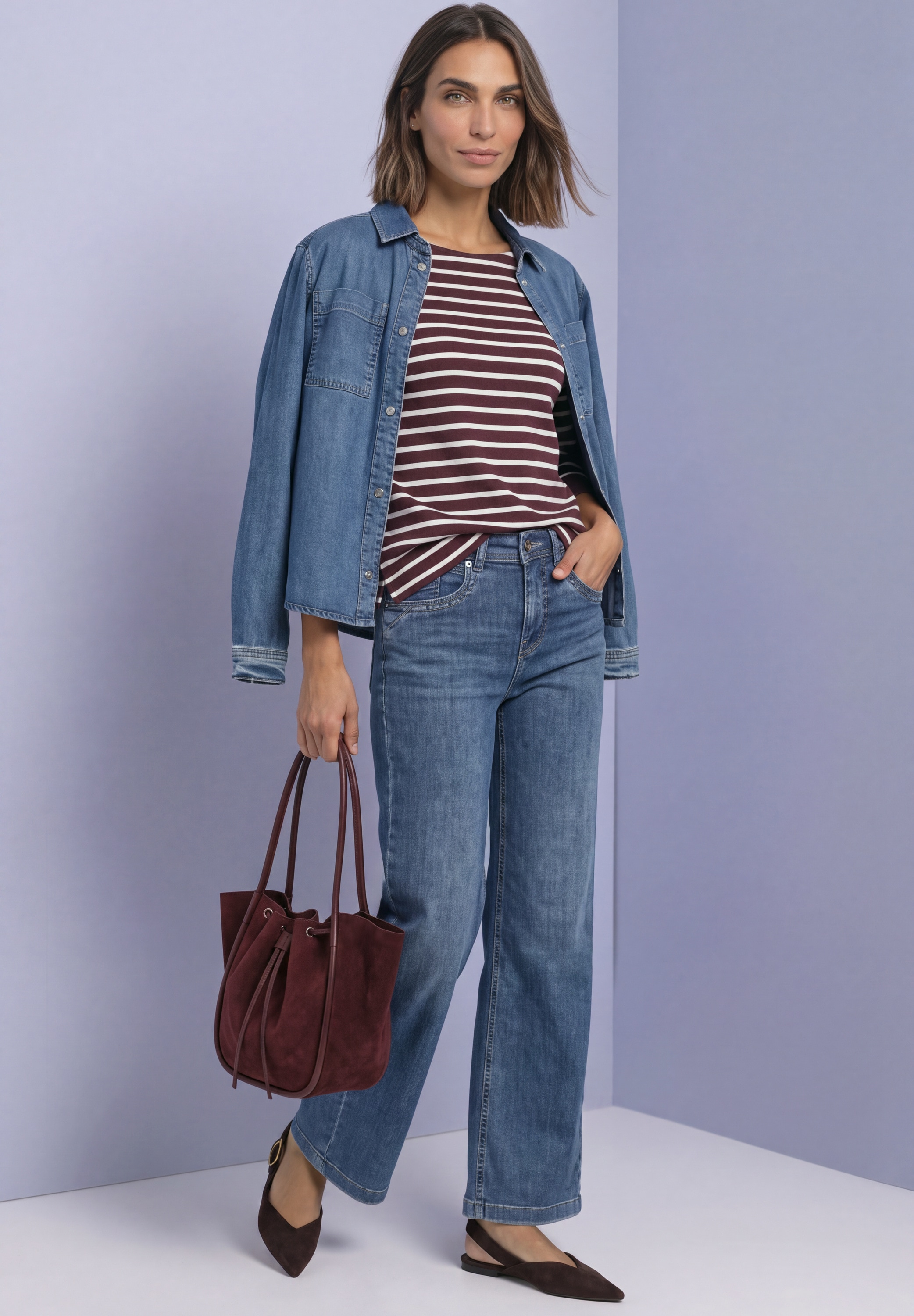 STREET ONE 3/4-Arm-Shirt mit Boat Neck und Streifen