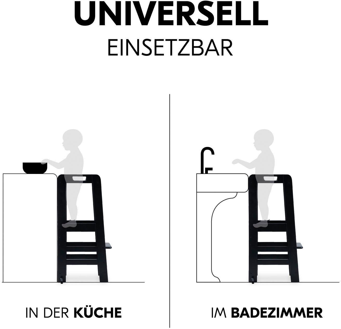 Hauck Stehhilfe »Lernturm Learn N Explore, Black«, FSC® - schützt Wald - weltweit