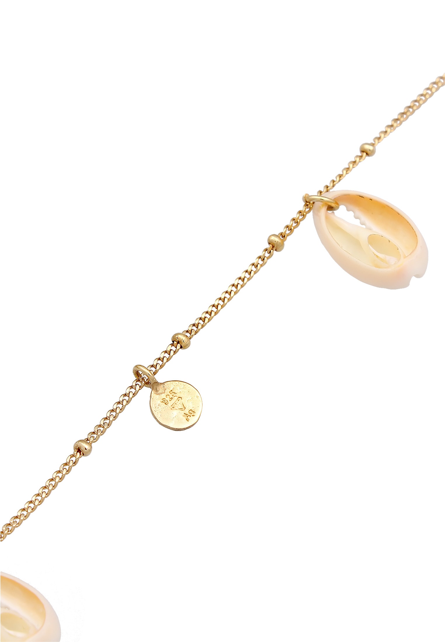 Elli Fußkette »Fußschmuck Plättchen Kauri Muschel Maritim 925 Silber«