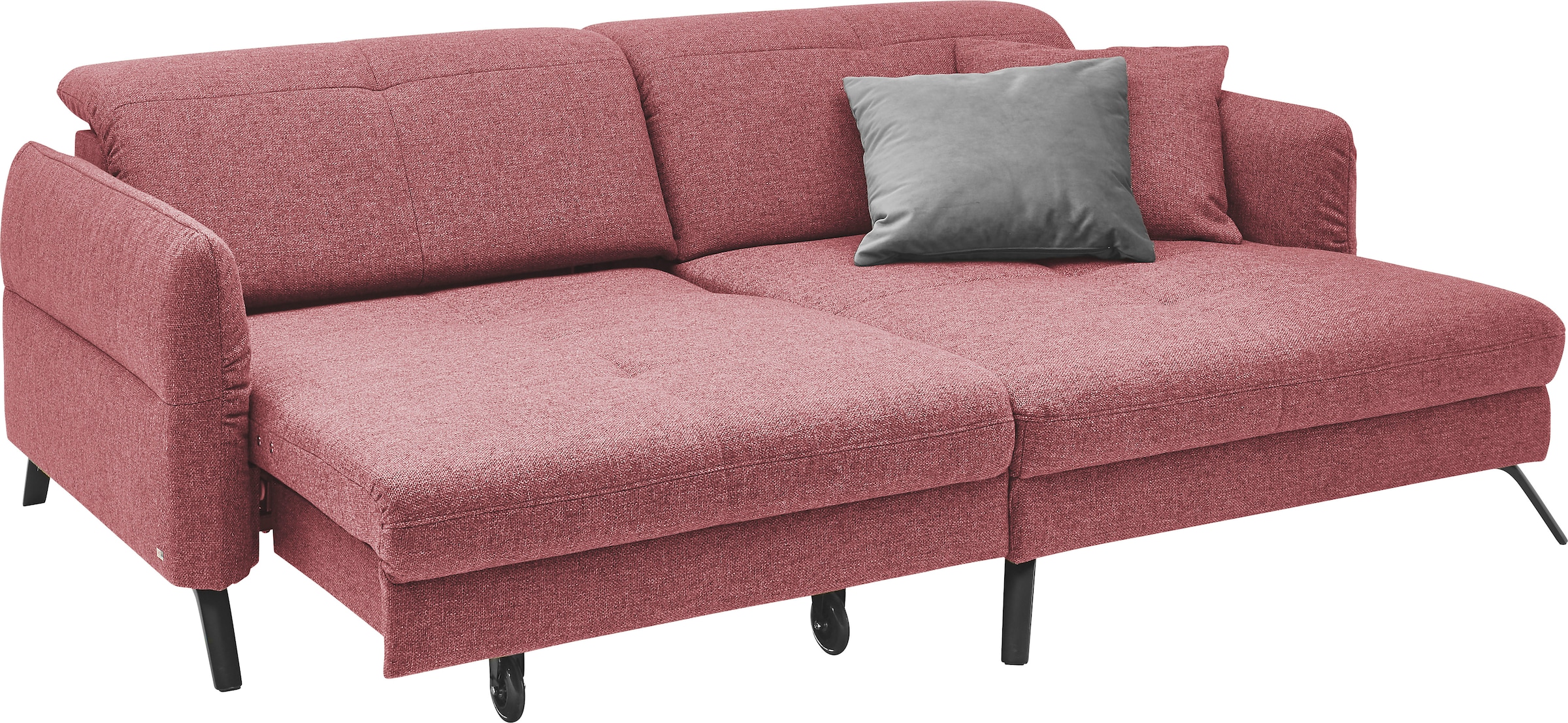 set one by Musterring Ecksofa »SO 4400 V«, wahlweise mit motorischer Bettfunktion & Kopfverstellung, Fuß schwarz