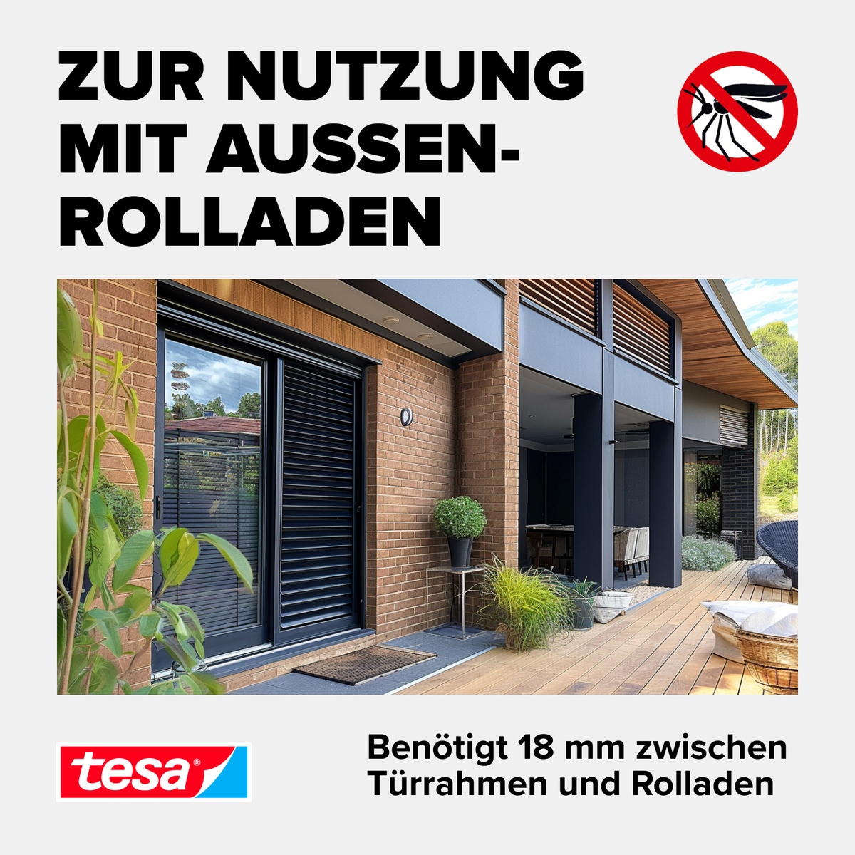 tesa Insektenschutz-Tür »Insect Stop Falt Adapter für ALU Comfort Fliegengitter - Adapter-Set«, zur Montage von Insektenschutz an Balkontür / Terrassentür