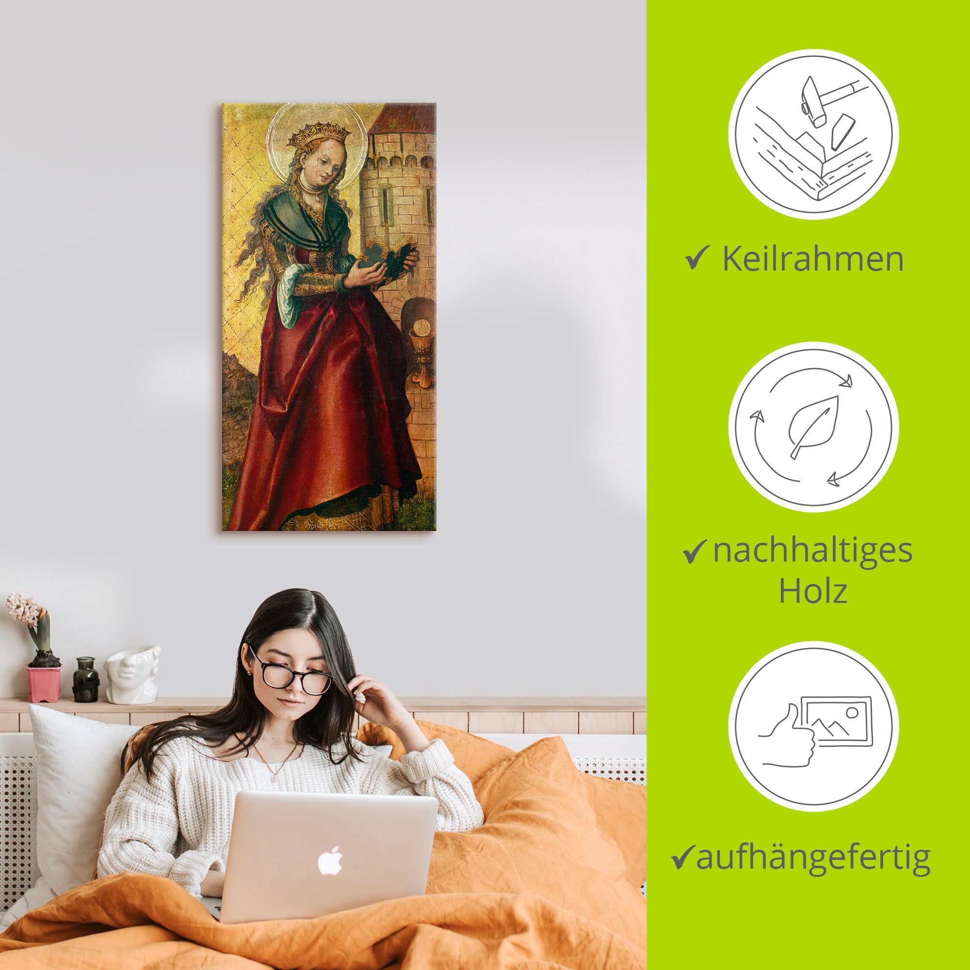 Artland Wandbild »Die heilige Barbara.«, Frau, (1 St.), als Leinwandbild, Poster in verschied. Größen