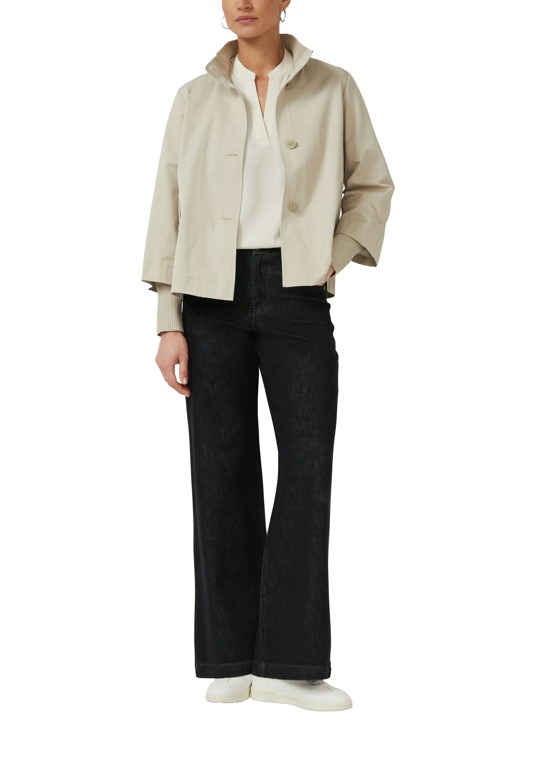 s.Oliver BLACK LABEL Kurzjacke ohne Kapuze mit Stehkragen und Knopfleise