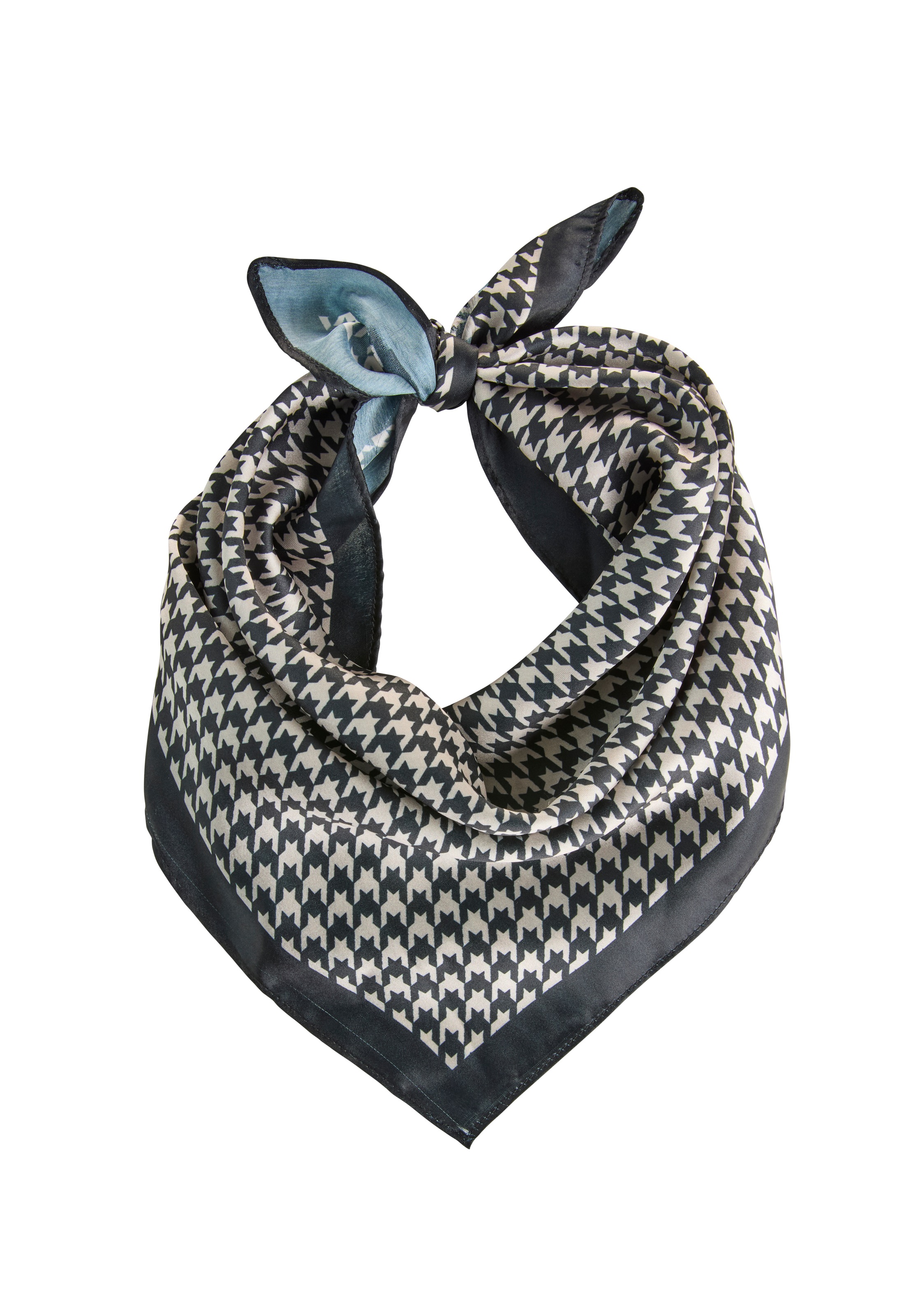 Laura Scott, Damen, Nickituch mit modischem Hahnentritt-Allover-Druck - NEW, hellbraun-schwarz, hellbraun-schwarz, Quadratisches Halstuch aus 