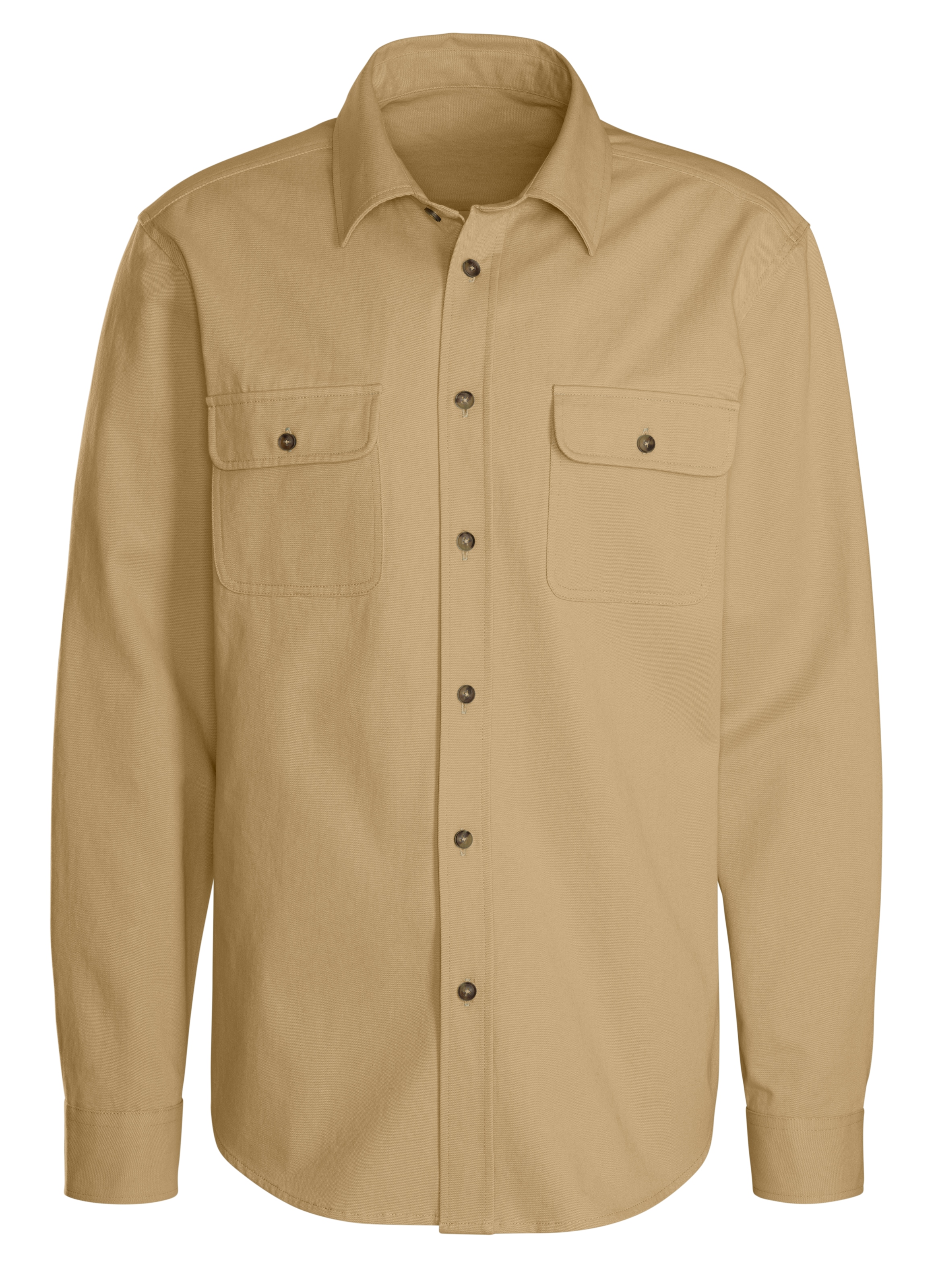 John Devin Langarmhemd Overshirt aus reiner Baumwolle, mit aufgesetzten Taschen