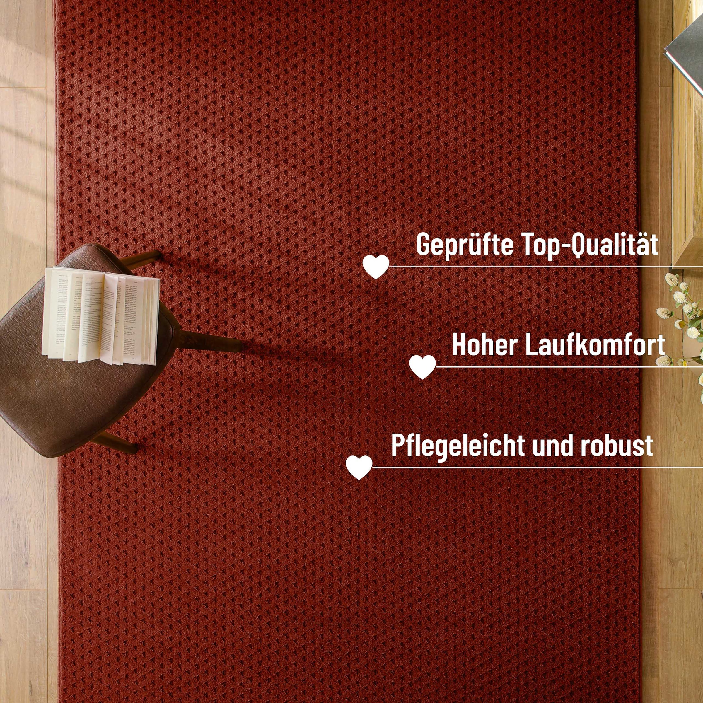 Wecon home Teppich »Castello THREE« rechteckig 7 mm Höhe Schurwolle, Kurzflor mit Hoch-Tief-Effekt, Wohnzimmer, Rautenmuster