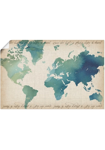 Artland Wandbild »Wasserfarben Weltkarte«, Landkarten, (1 St.), in vielen Größen &... kaufen