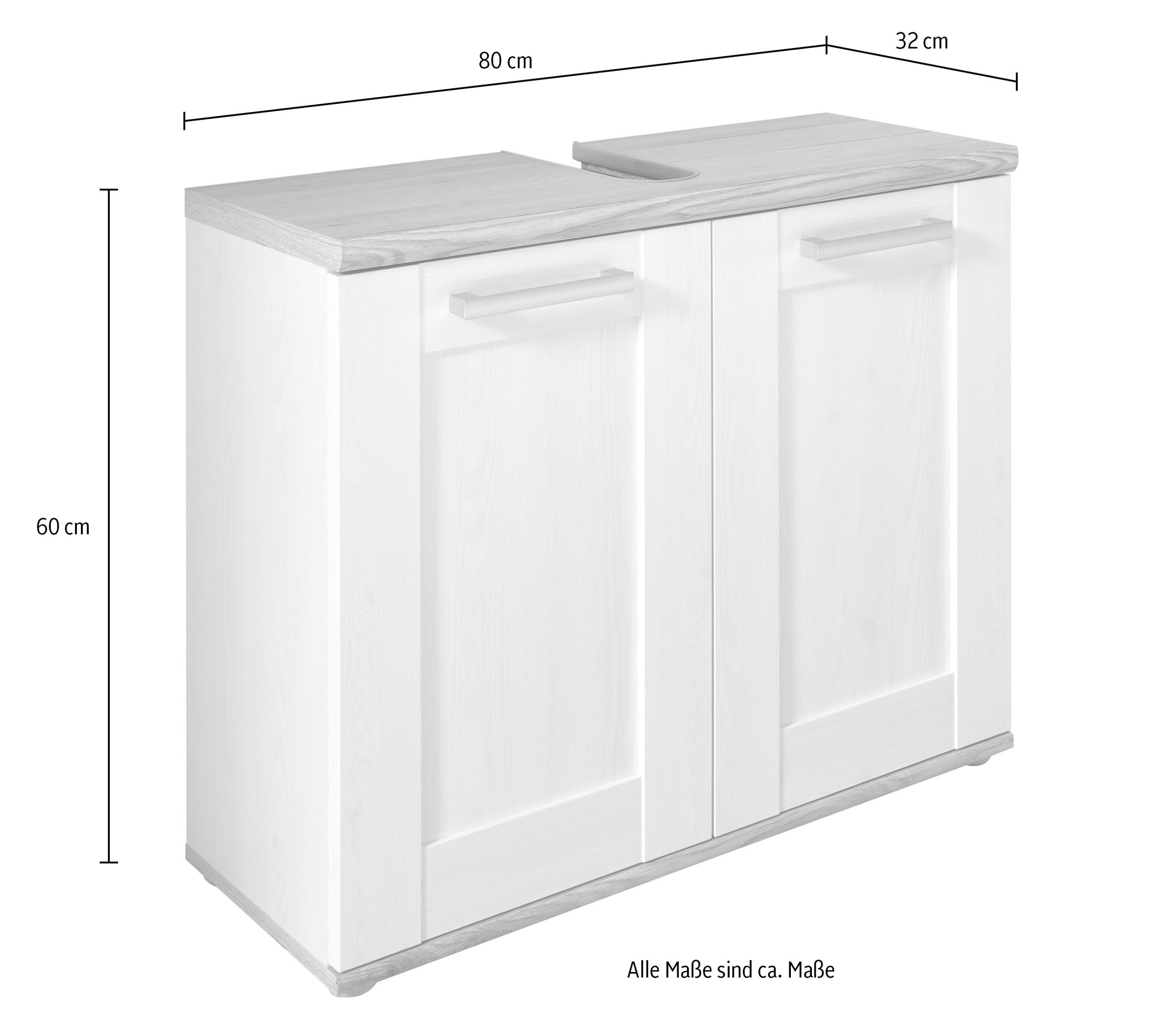 BASIC by Balculina Waschbeckenunterschrank »Romance Waschbeckenunterschrank, Badezimmerschrank 80x66x32«, (1 St.), Breite 80 cm, Tür L/R montierbar
