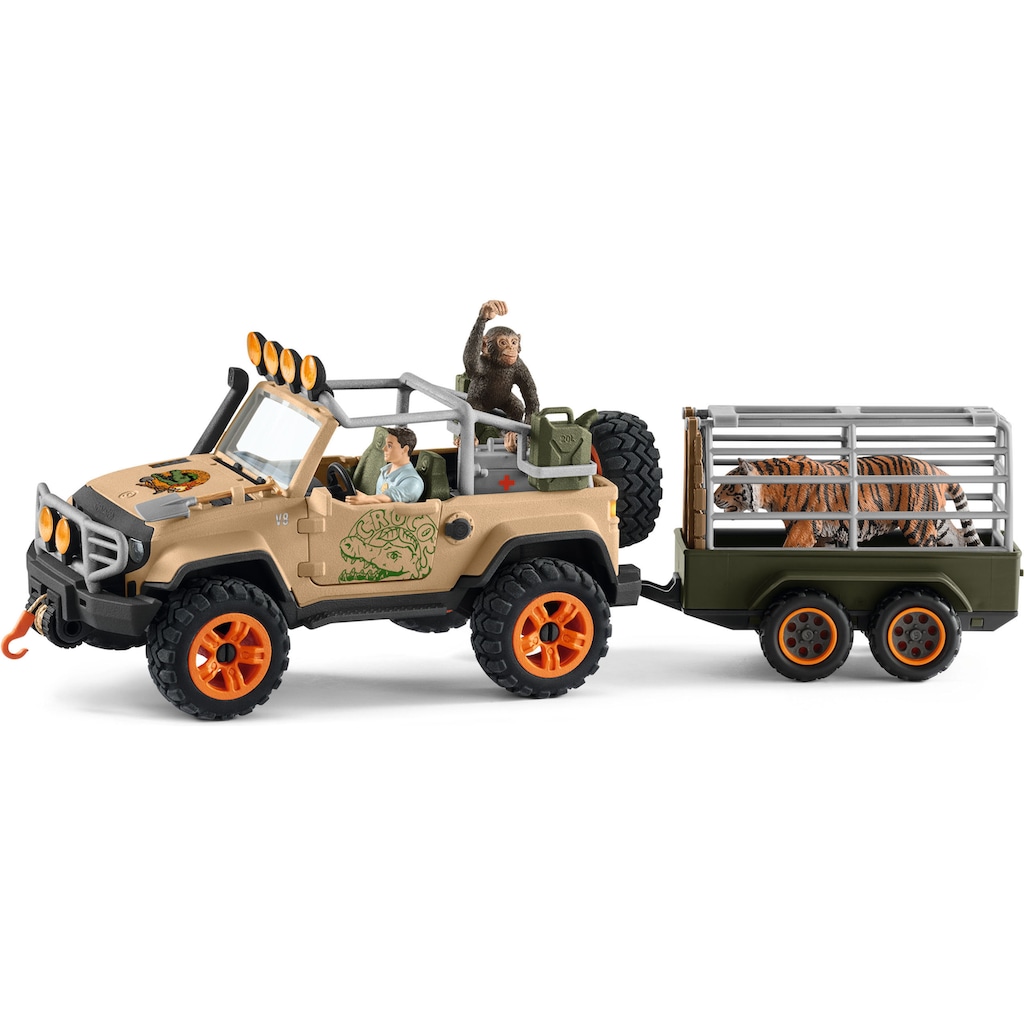 Schleich® Spielzeug-Auto »WILD LIFE, Geländewagen mit Seilwinde (42410)«, (Set)