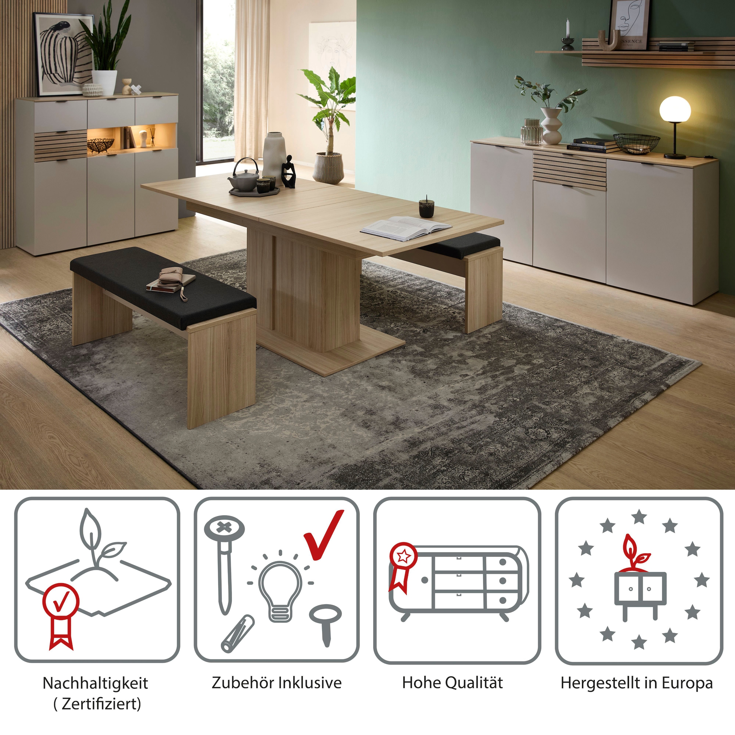 Innostyle Essbank »INA Sitzbank, 126 x 49 x 40 cm (B/H/T)« 1 Stk. tlg. inkl. Sitzkissen