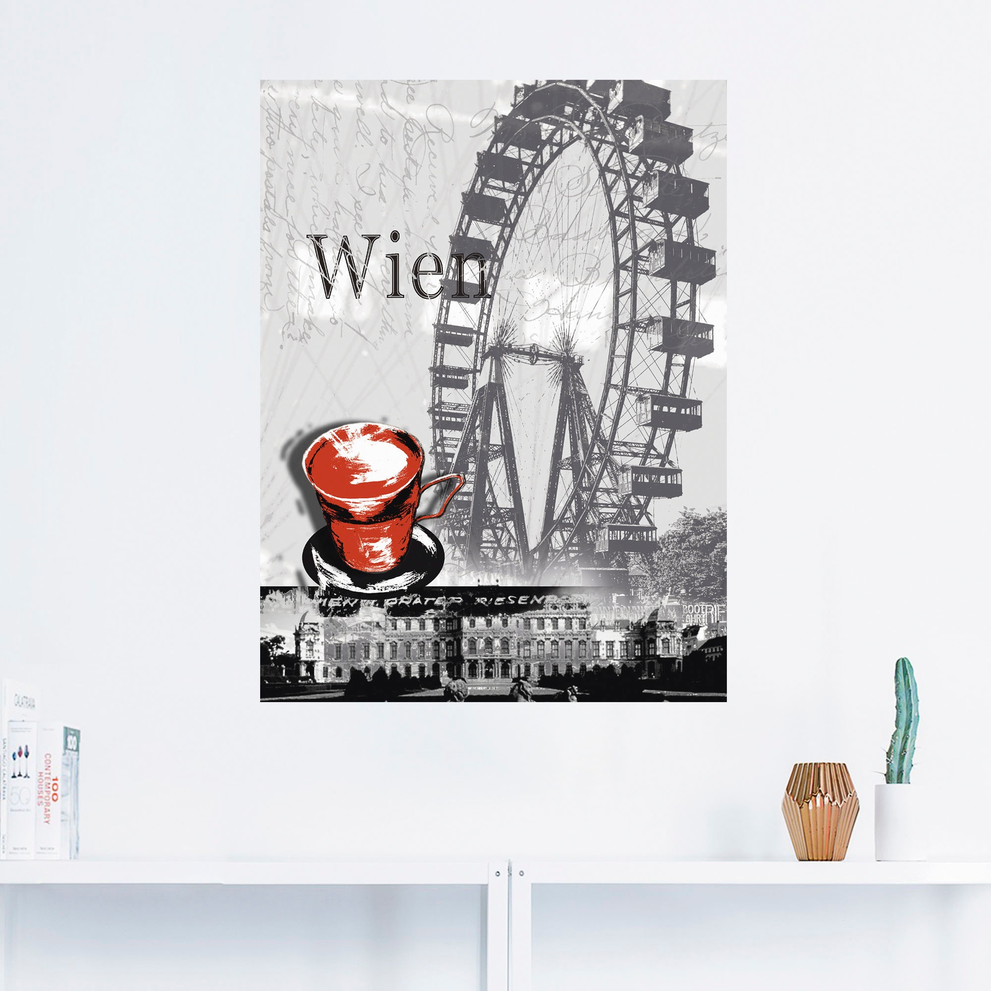 Artland Wandbild »Wien in Leinwandbild, versch. - kaufen Alubild, - Melange Größen als St.), Wandaufkleber oder bequem (1 Poster Kaffee«, Gebäude