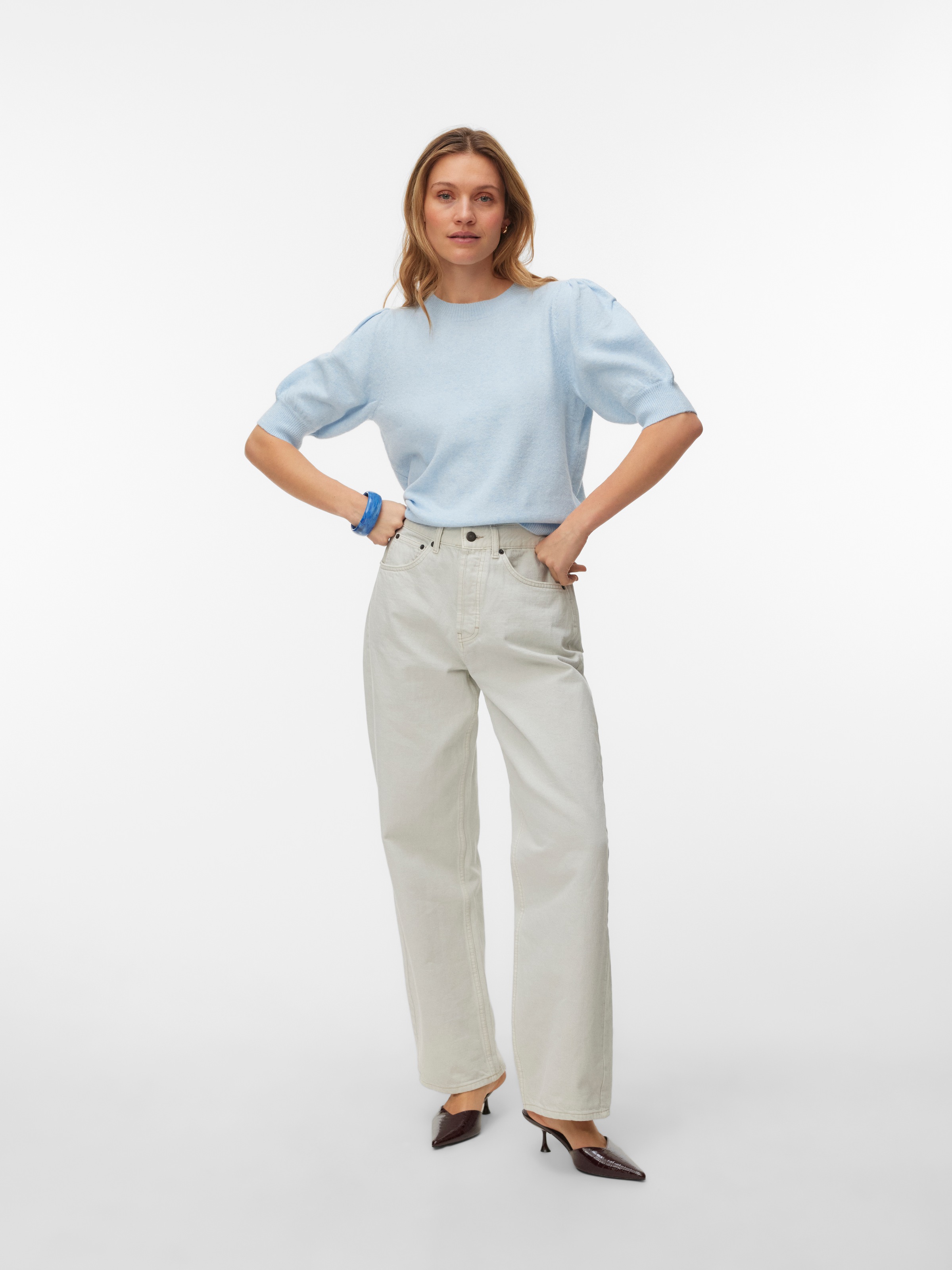 Vero Moda Rundhalspullover »VMDOFFY 2/4 O-NECK PULLOVER GA NOOS« Materialmix, regular fit