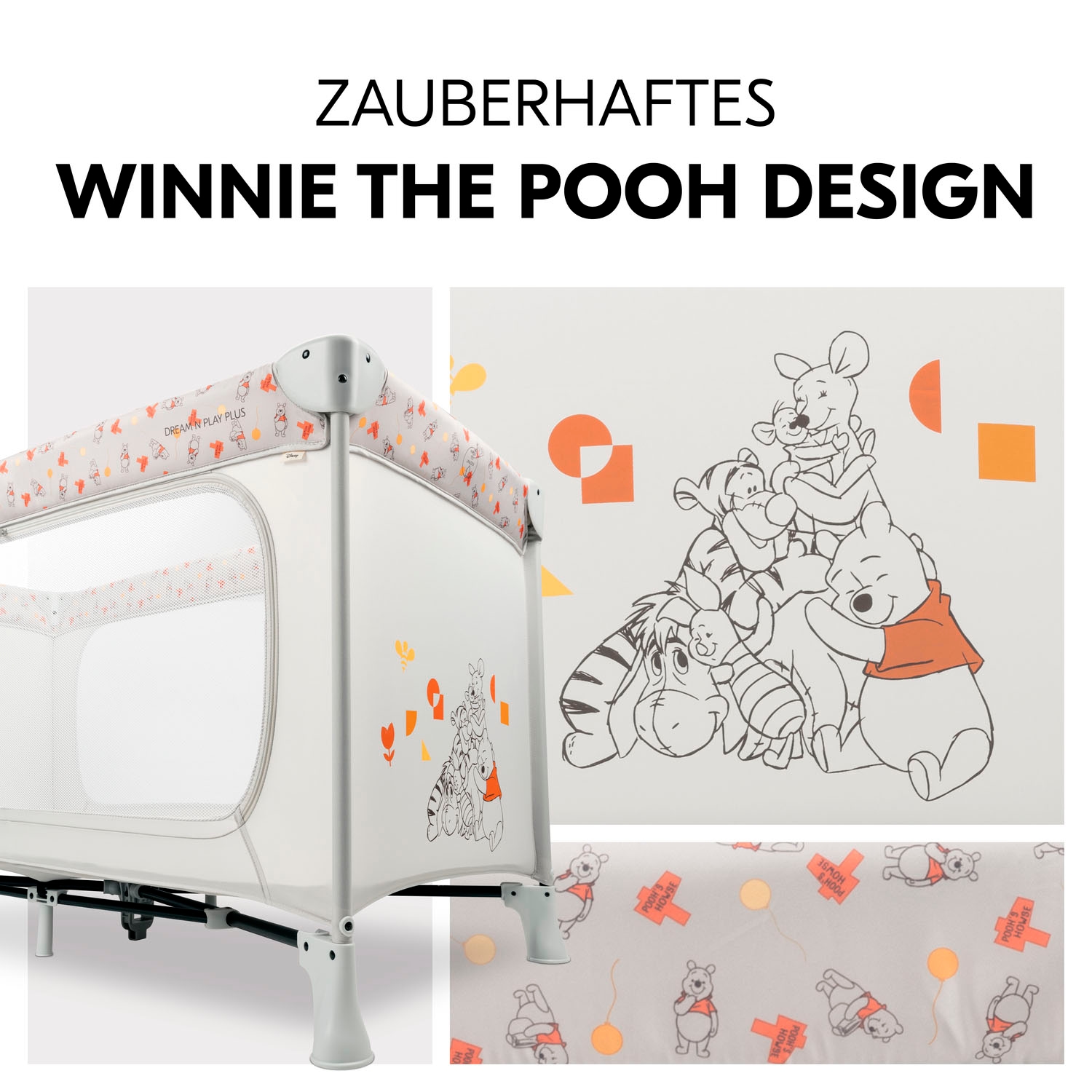 Hauck Baby-Reisebett »Dream N Play Plus, Disney Pooh Friends Beige«