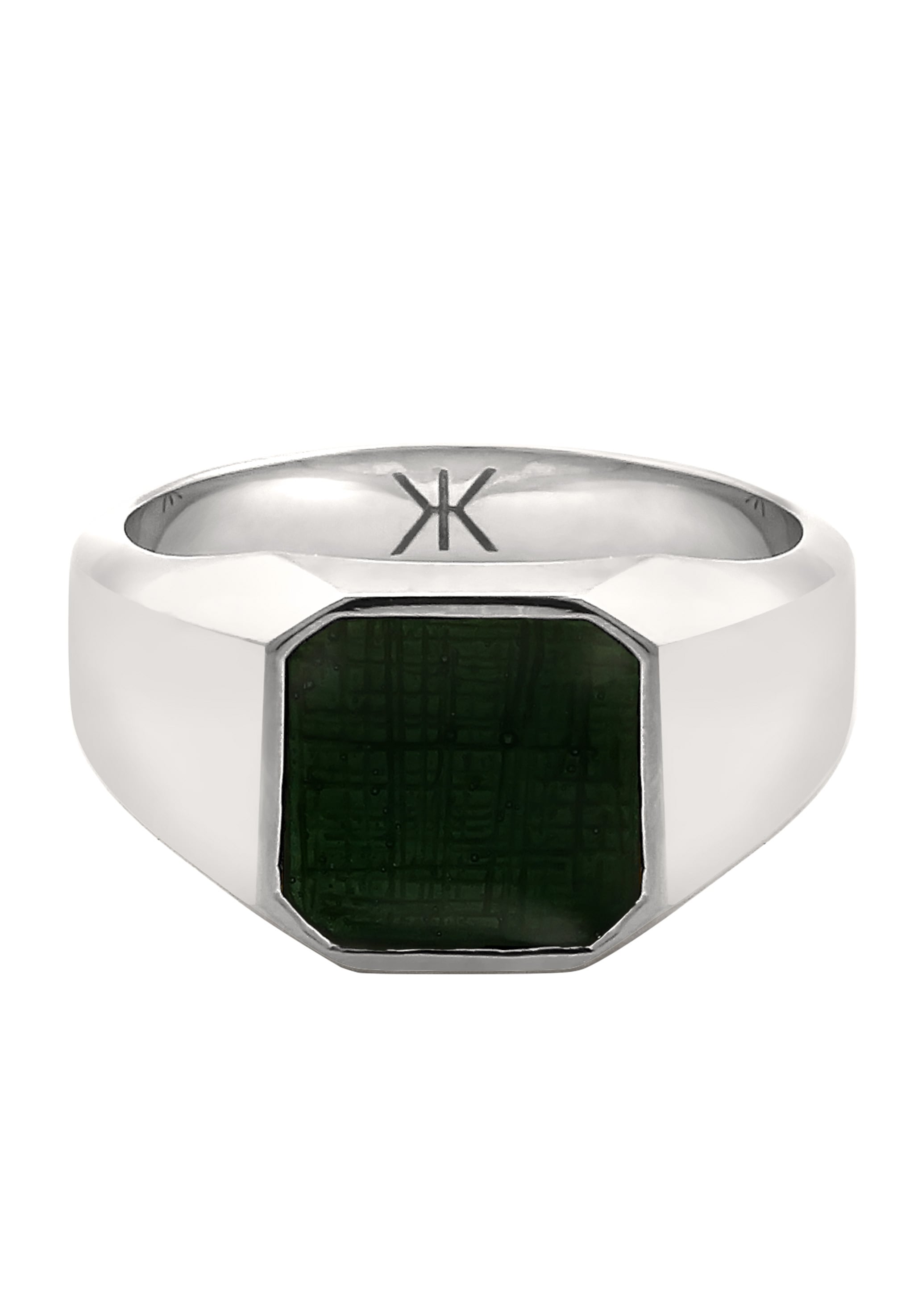 Kuzzoi Siegelring »Ring Siegelring Emaille Grün Basic 925 Silber«