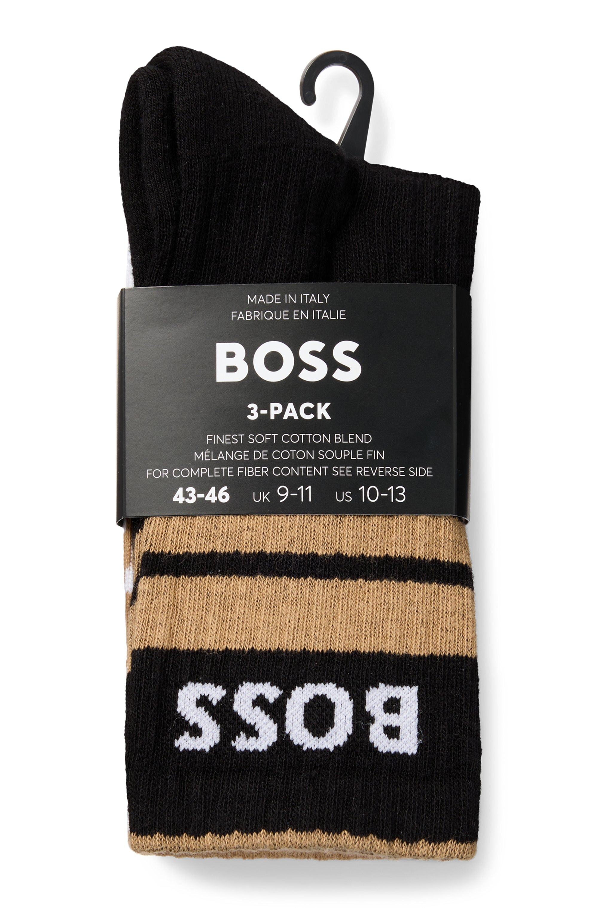 BOSS Freizeitsocken »3P QS Rib Stripe CC«, (Packung, 3 Paar), mit BOSS Logo