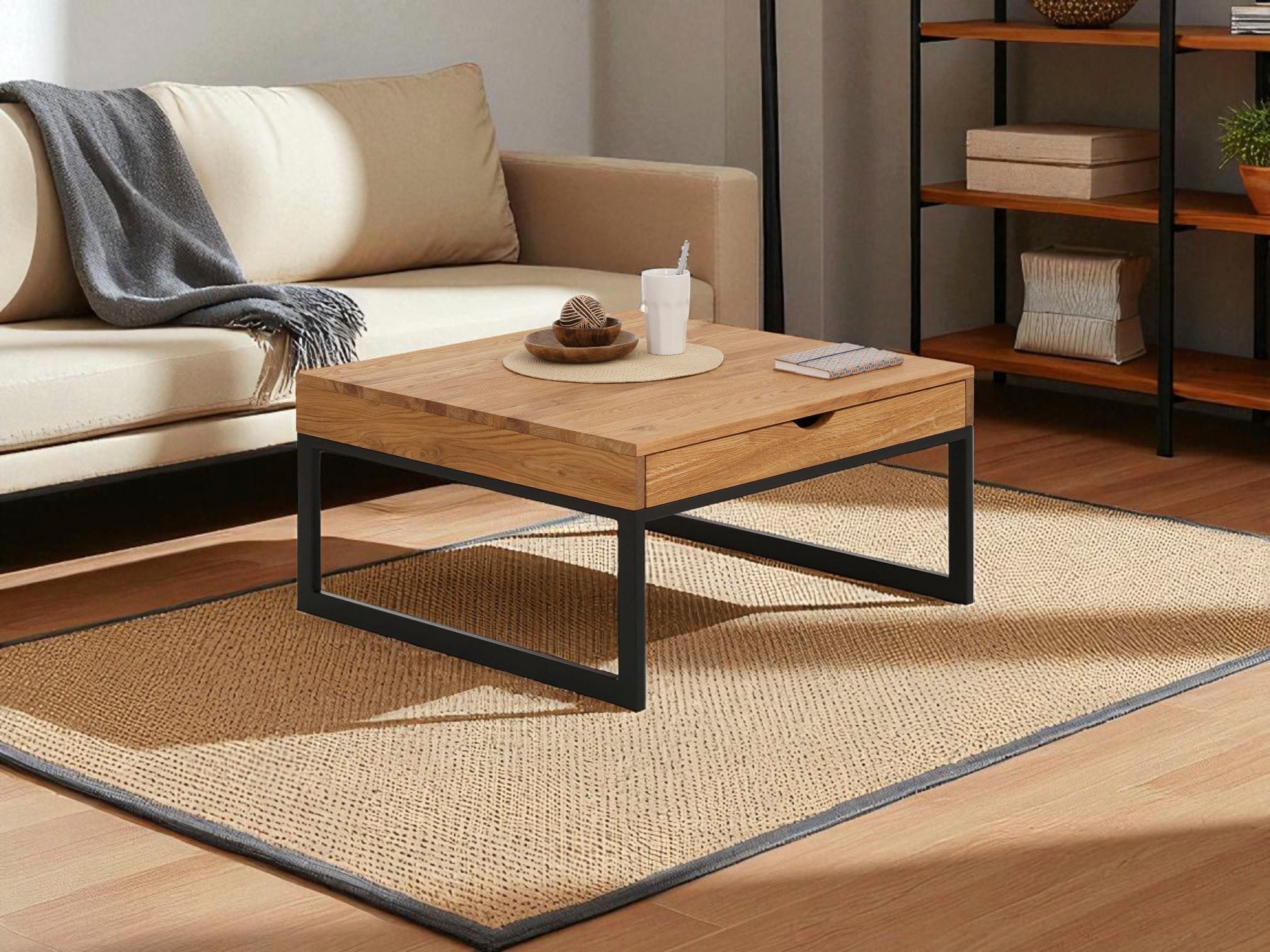 Home affaire Couchtisch »Betula« B/T/H: 80/80/40 cm,  zertifiziertes Massivholz (Eiche), in 3 verschiedenen Farbvarianten