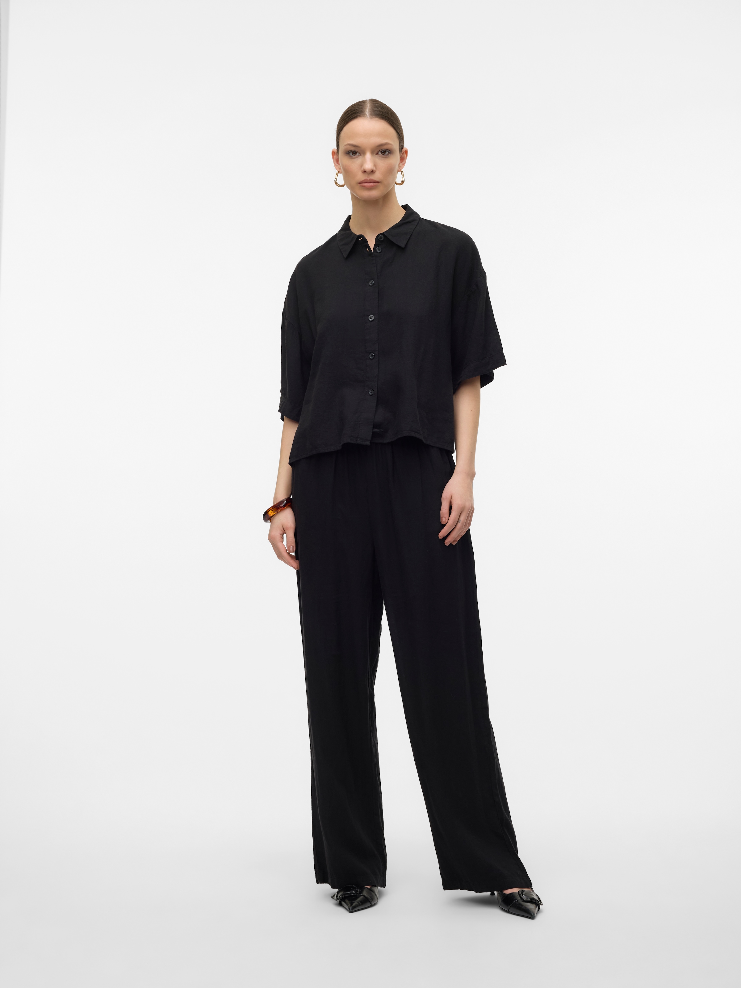 Vero Moda Hemdbluse »VMLINN LINEN 2/4 SHORT SHIRT WVN NOOS«