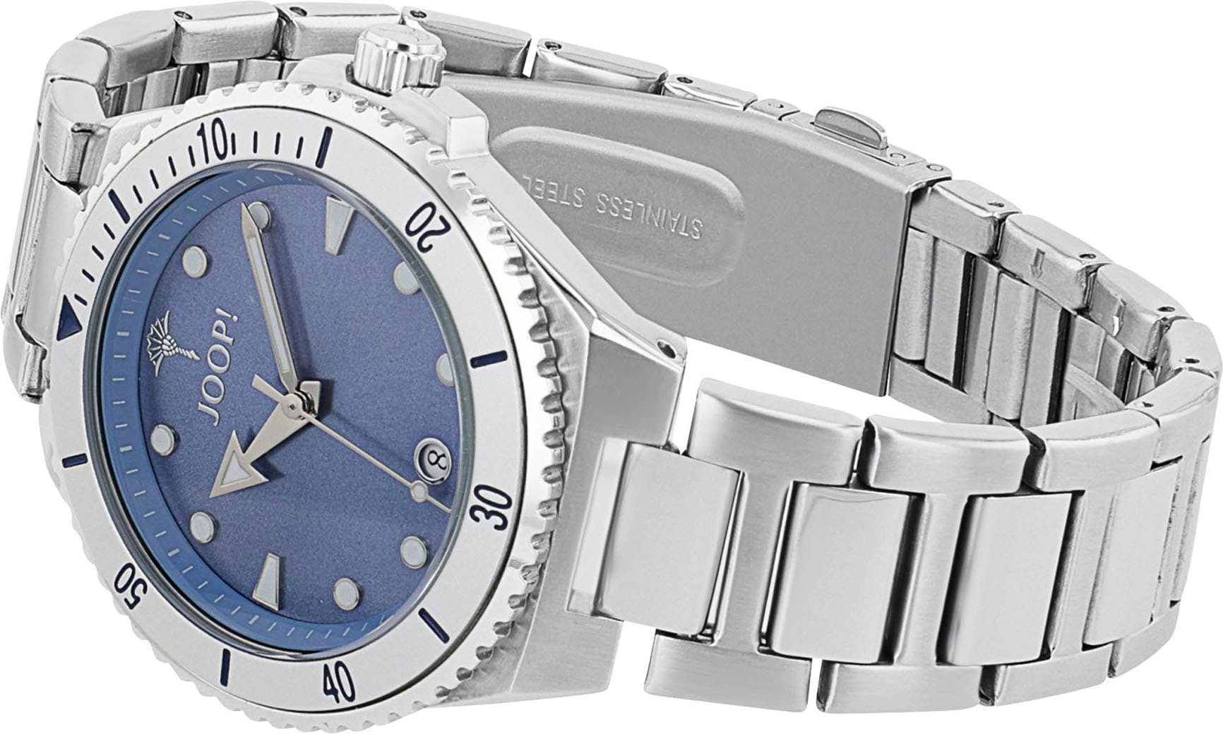 JOOP! Quarzuhr, Armbanduhr, Damenuhr, Edelstahlarmband, analog, Datum