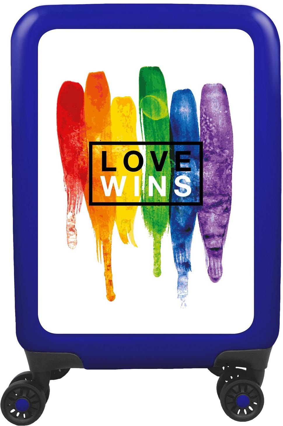 meinTrolley Hartschalen-Trolley »Love wins längs gestreift Hintergrund weiß 55 cm« 4 Rollen mit 4 Doppelrollen Made in Germany