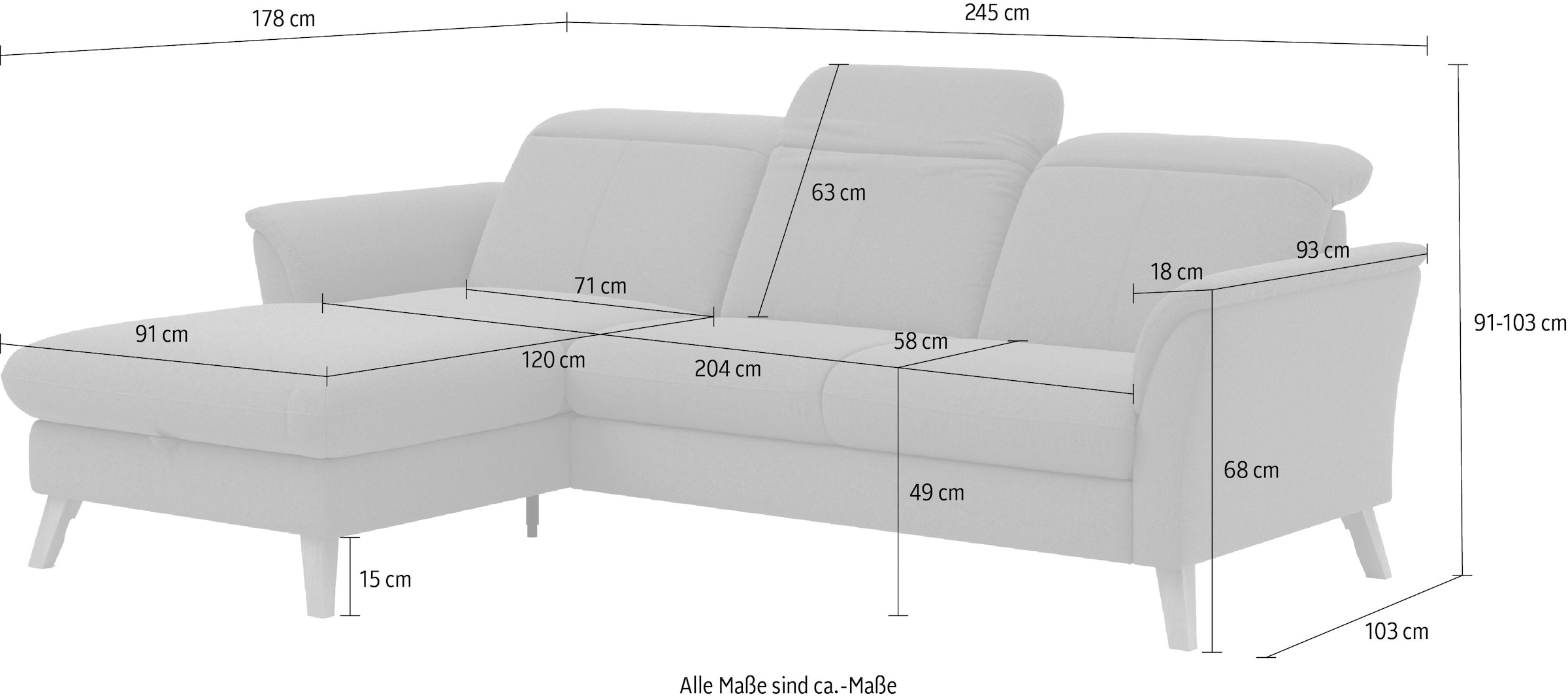 sit&more Ecksofa »Romero L-Form«, wahlweise mit oder ohne Relax-Funktion, Bettfunktion, Bettkasten