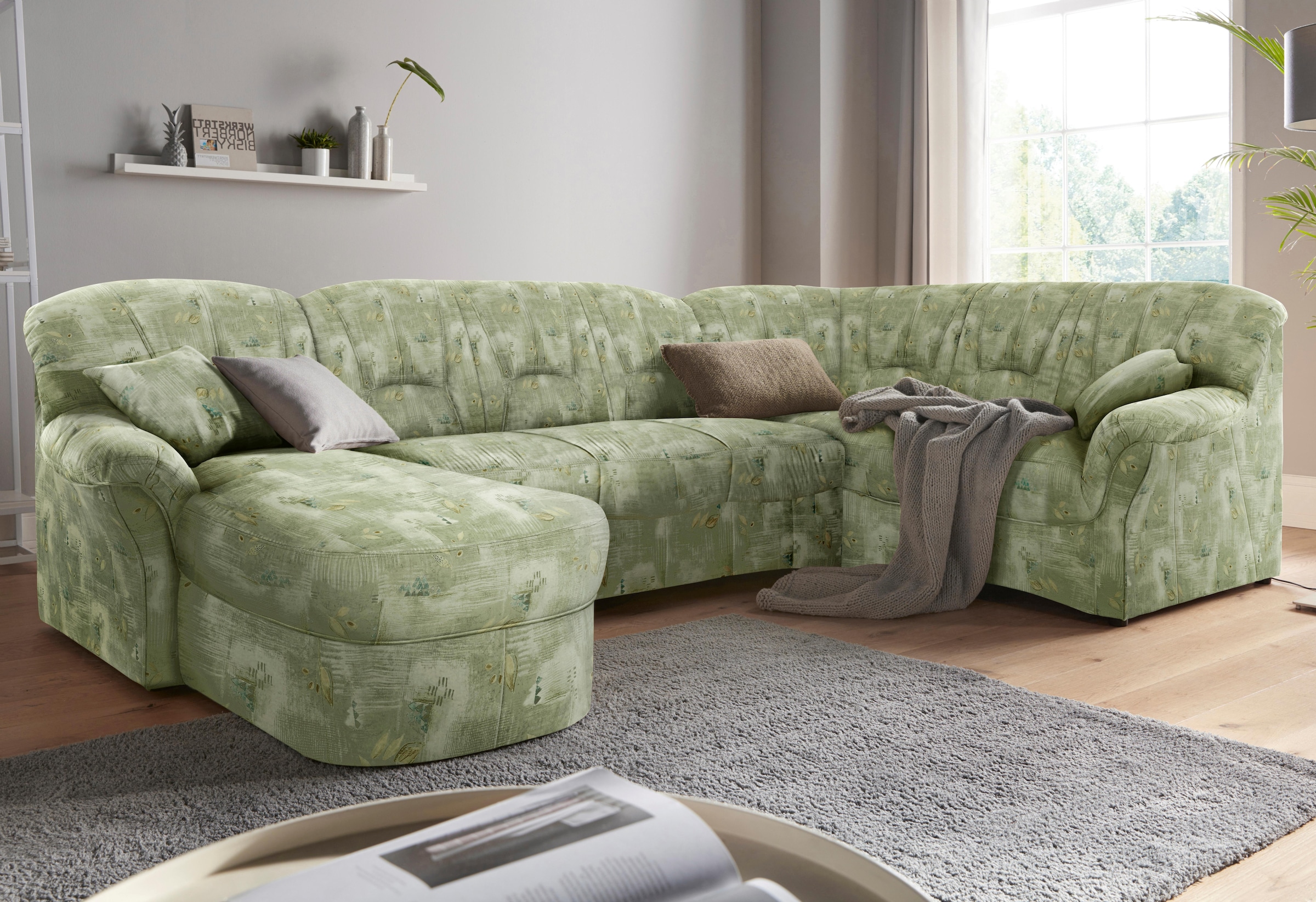 DOMO collection Wohnlandschaft »Bahia mit viel Platz, zeitloses Design, U-Form«, wahlweise mit Bettfunktion