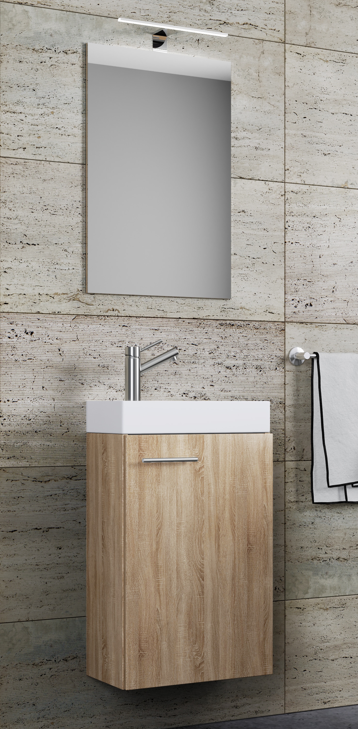 VCM Waschbeckenunterschrank »VCM 3-tlg Set | Waschplatz für Gäste WC | Gästebad | Waschtisch | Badezimmer Set - Slito SP« 3 Stk. tlg.