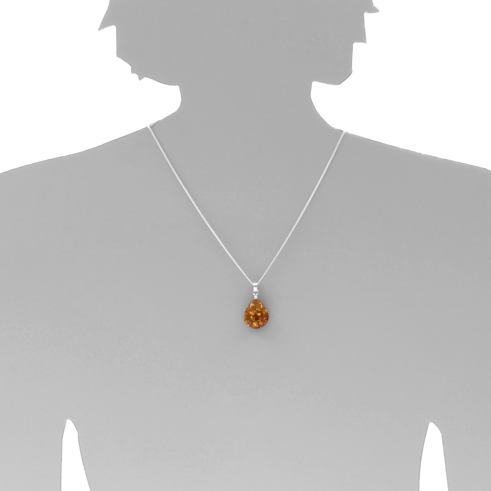 OSTSEE-SCHMUCK Kettenanhänger »- Tropfen flach, ca. 22 mm lang - Silber 925/000 - Bernstein -,«