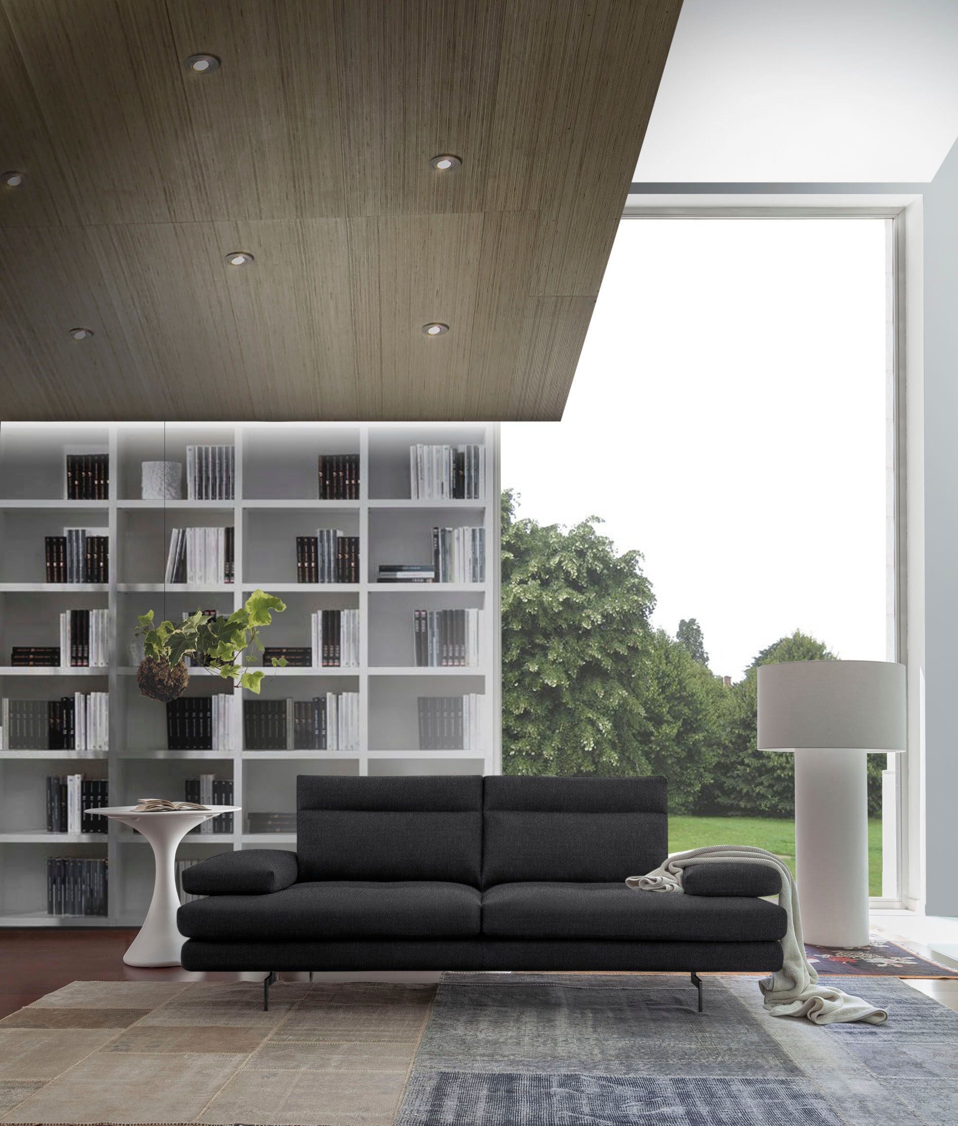 CALIA ITALIA 3,5-Sitzer »Toby Wing, italienisches Designsofa, super bequem, Megasofa«, inkl. Sitztiefenverstellung und Armteilfunktion, Füße in Schwarz matt