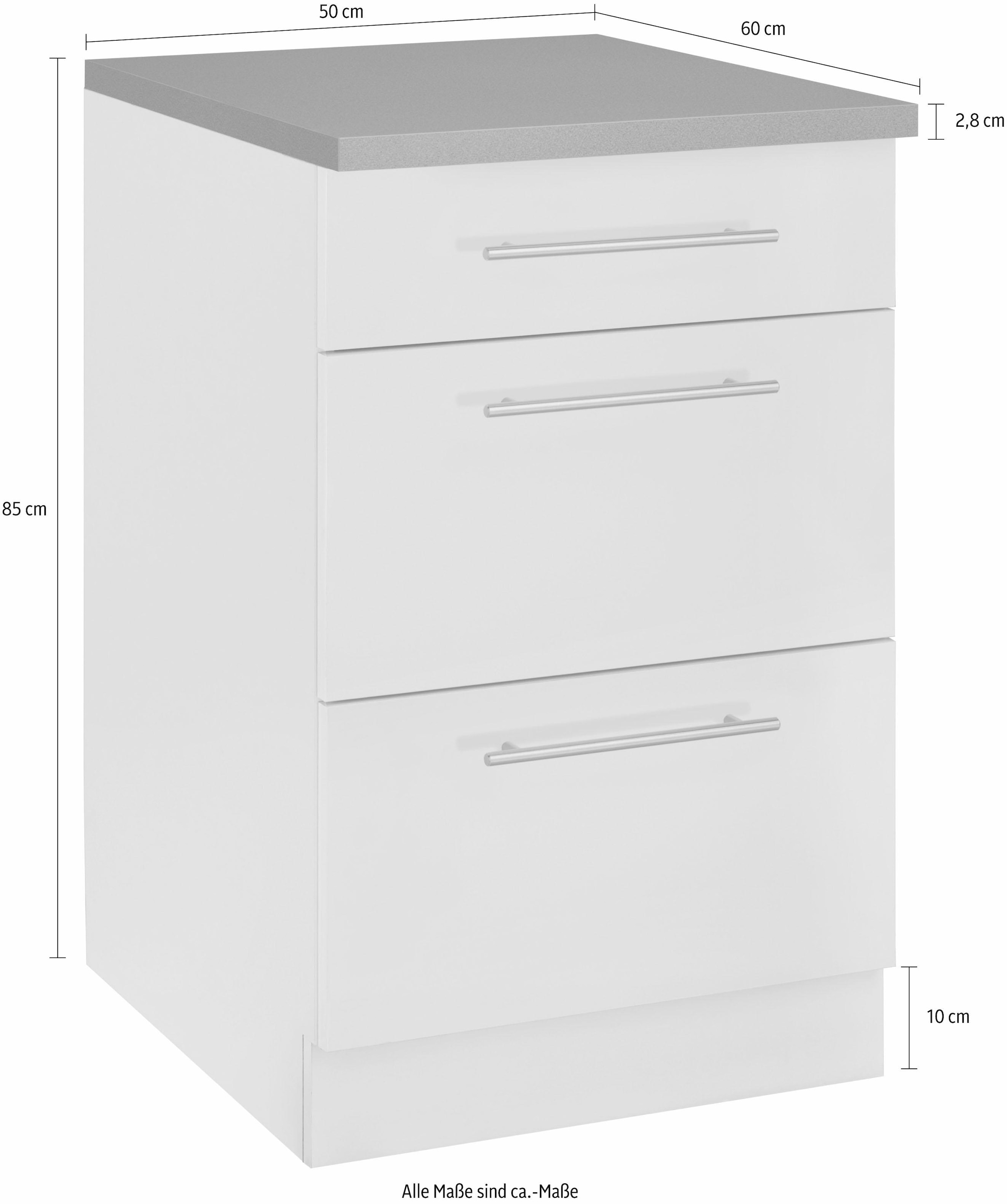 wiho Küchen Unterschrank »Cali, TOPSELLER« 50 cm breit, mit 2 großen Auszügen