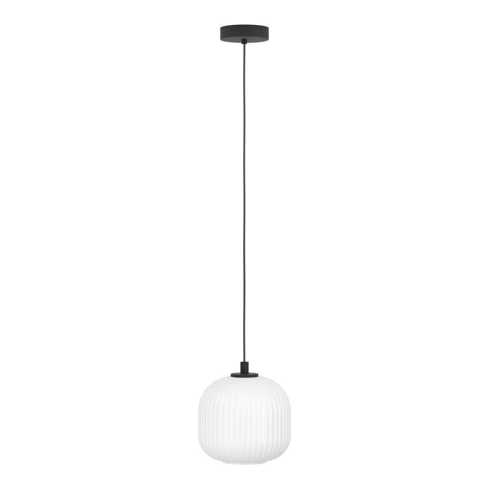 EGLO Hängeleuchte »MANTUNALLE«, 1 flammig, Leuchtmittel E27 | ohne Leuchtmittel, Pendelleuchte, Metall in schwarz und Glas in weiß, E27 Fassung, Ø 20cm