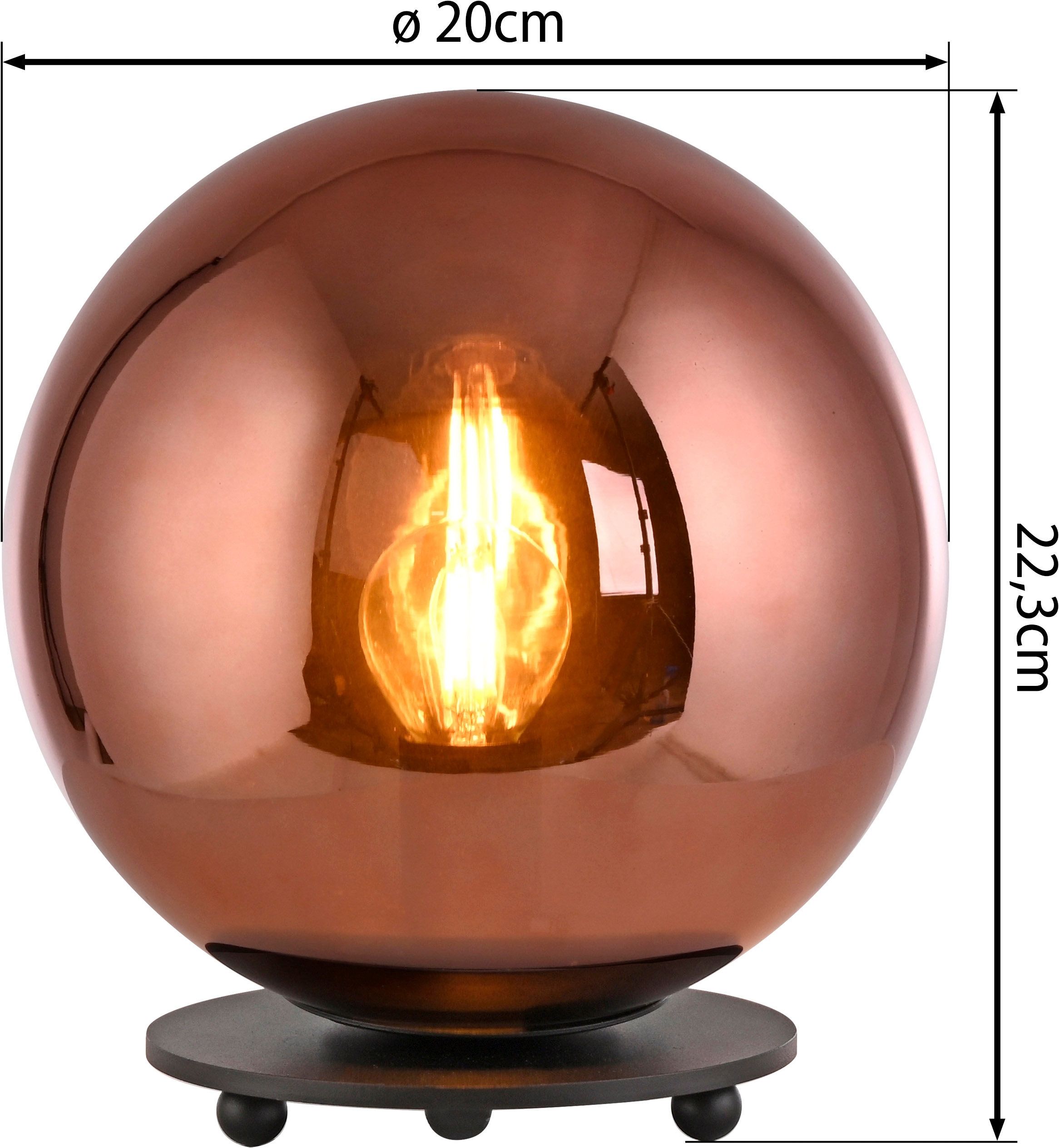JUST LIGHT Tischleuchte »SHINY« E14 1 Stk. Exklusive Leuchtmittel, Schnurschalter, Rauchglas verspiegelt