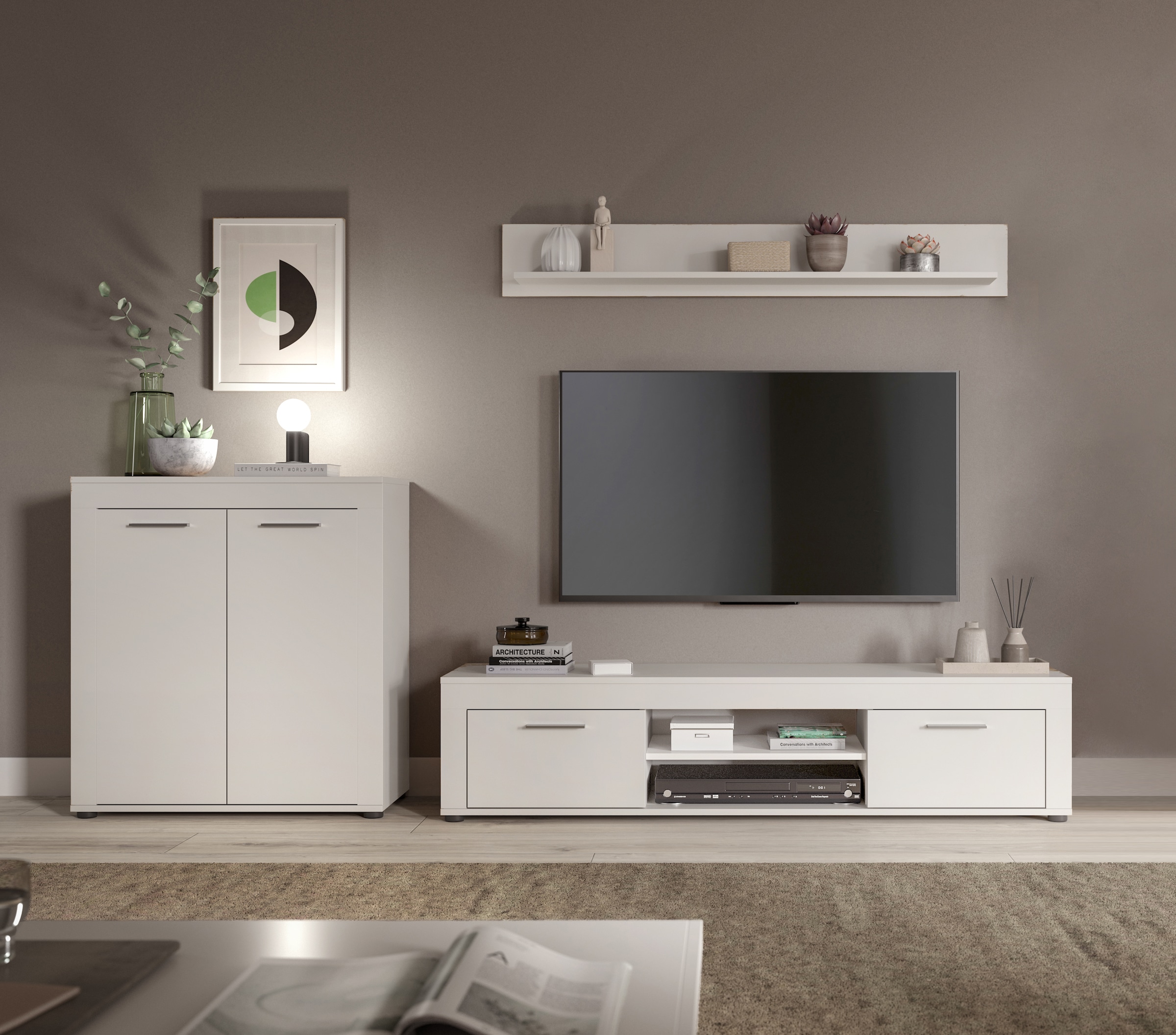 OTTO home Wohnwand »AOSTA, Breite 255cm, 3-teilige Wohn-Kombination« bestehend aus: Highboard, Lowboard, Wandboard, 3 Stk. tlg.