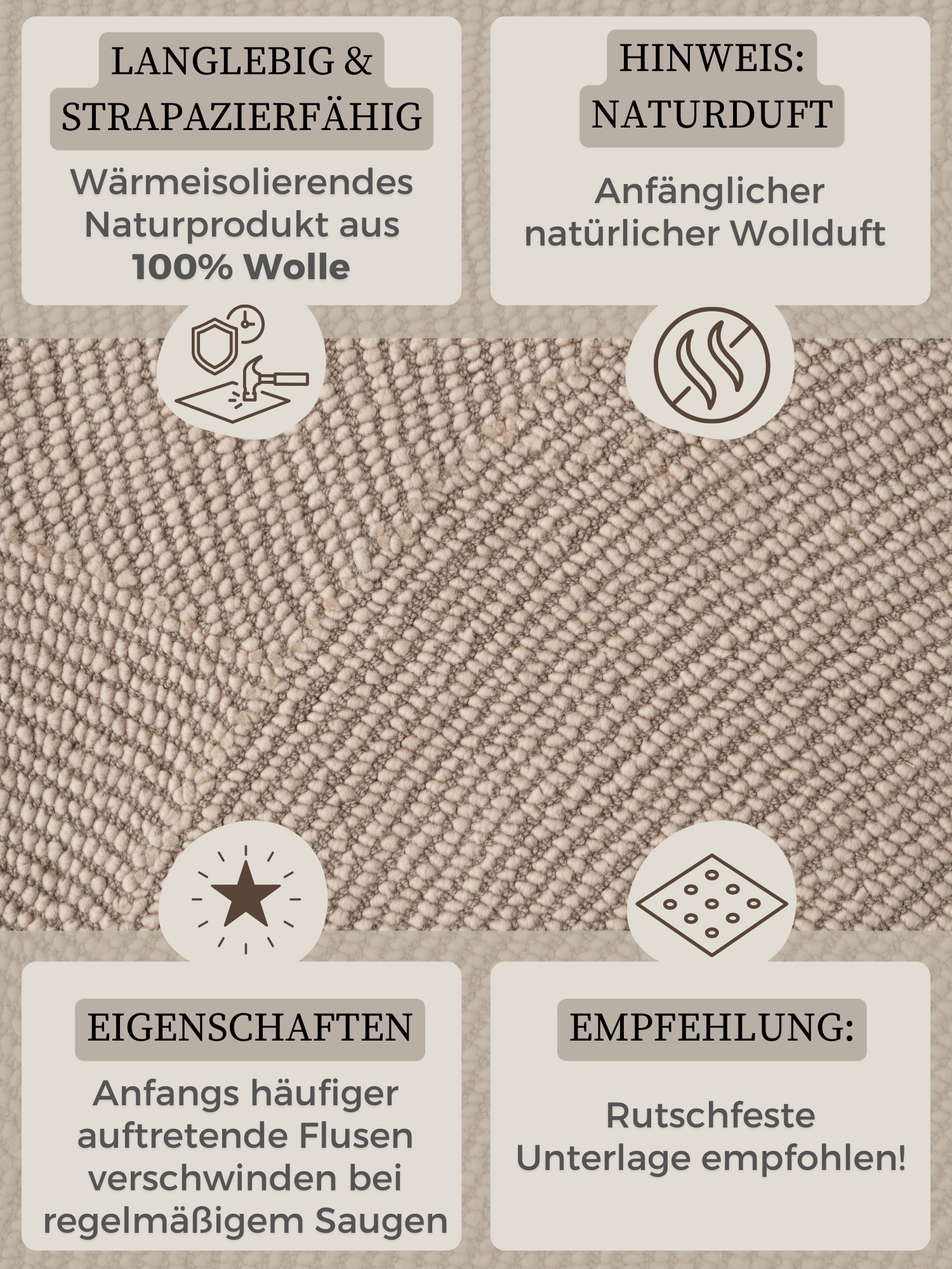 HANSE Home Wollteppich »Eleni«, rechteckig, 18 mm Höhe, Handgetuftet, Wolle, Natur, Wohnzimmer, Schlafzimmer, Skandi, Hygge