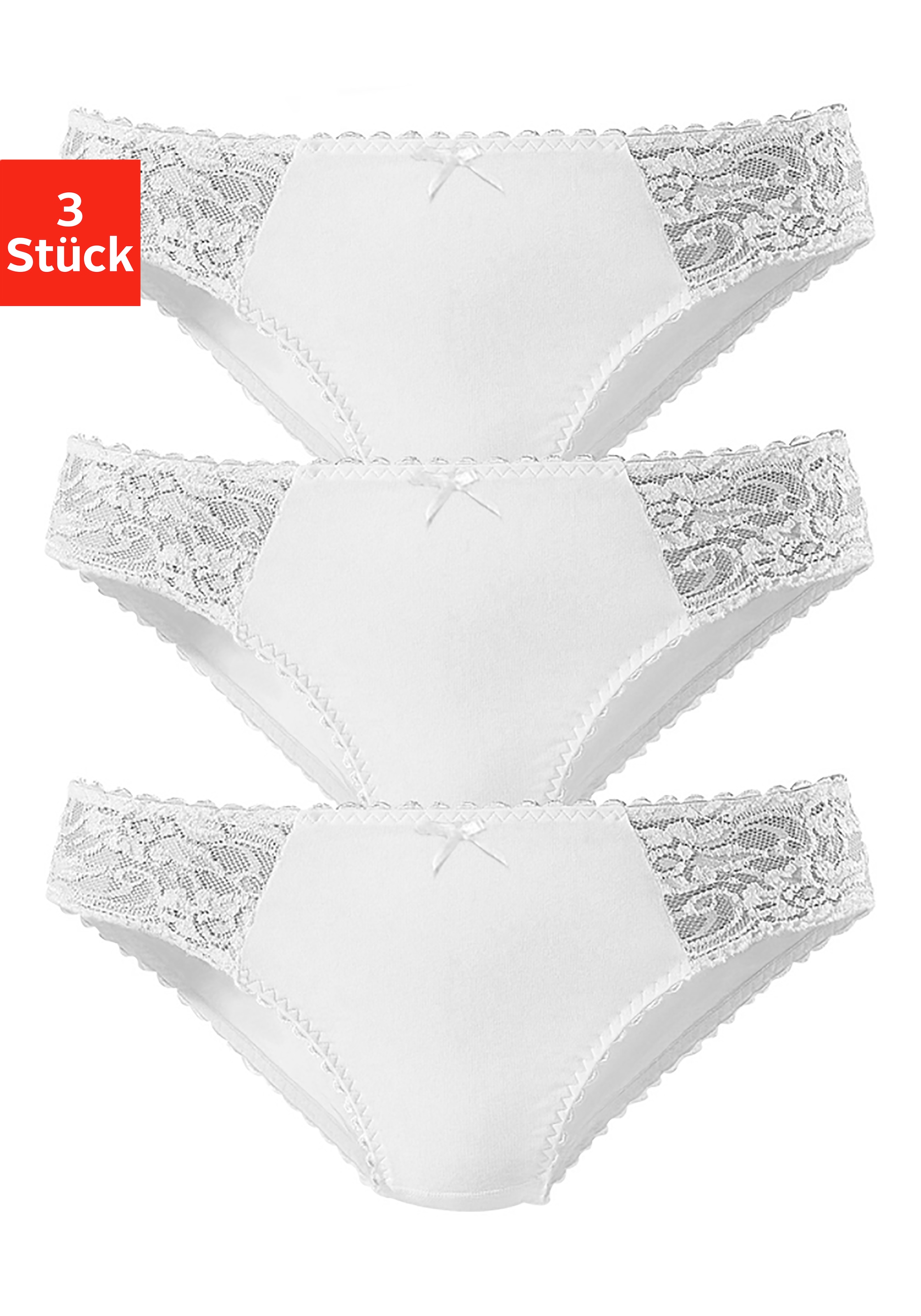 aus ♕ petite elastischer St.), (Packung, 3 Jazz-Pants fleur bei Baumwoll-Qualität Slips,