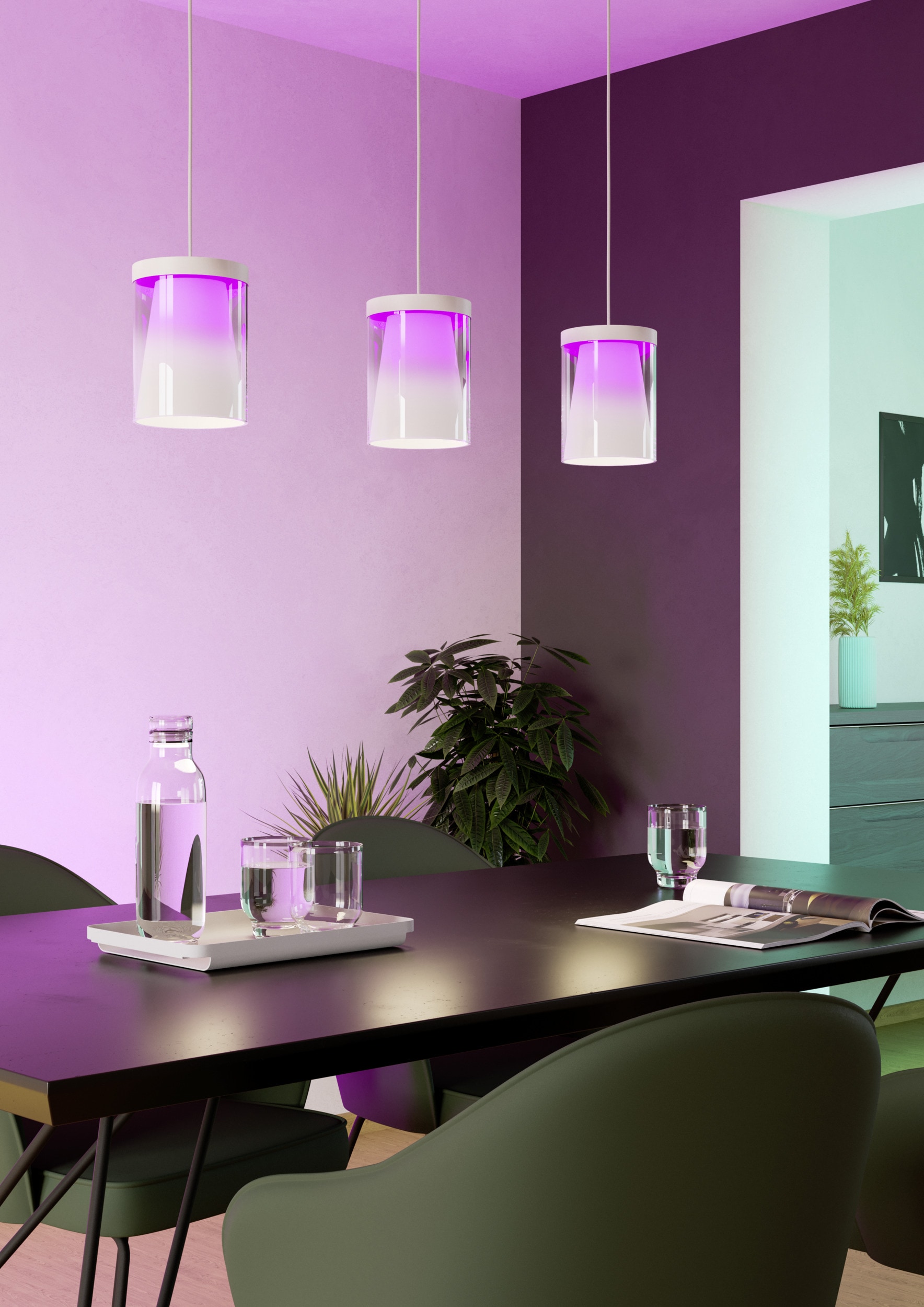EGLO Hängeleuchte »CHIUSELLO-Z Pendellampe - Stahl - LED - 3X3,7W - IP20« LED-Modul 1 Stk. Kaltweiß | Neutralweiß | Warmweiß Hängelampe, Deckenlampe, Wohnzimmer, Esszimmer, L83 x B13 x H110 cm
