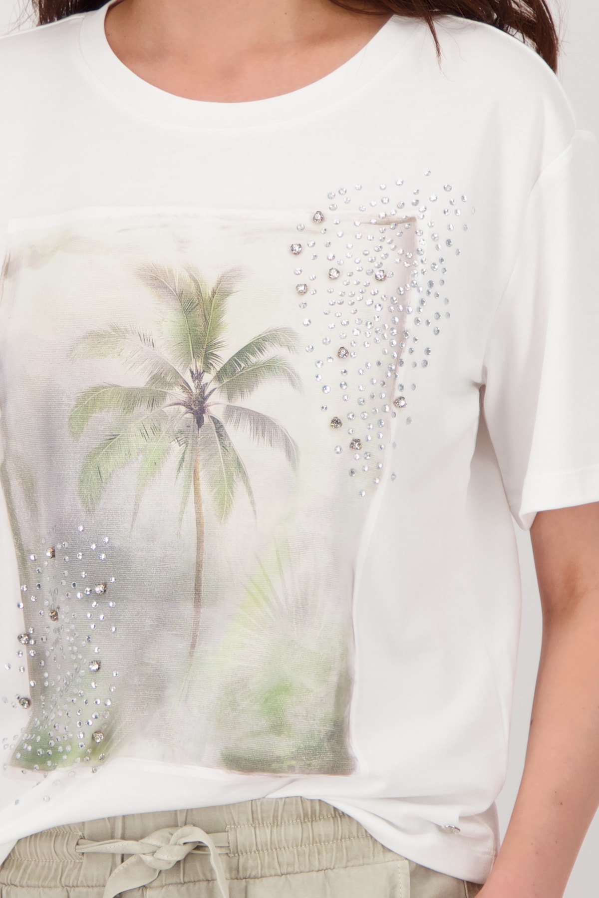 Monari T-Shirt »Shirt Palme«, Mit Rundhalsausschnitt