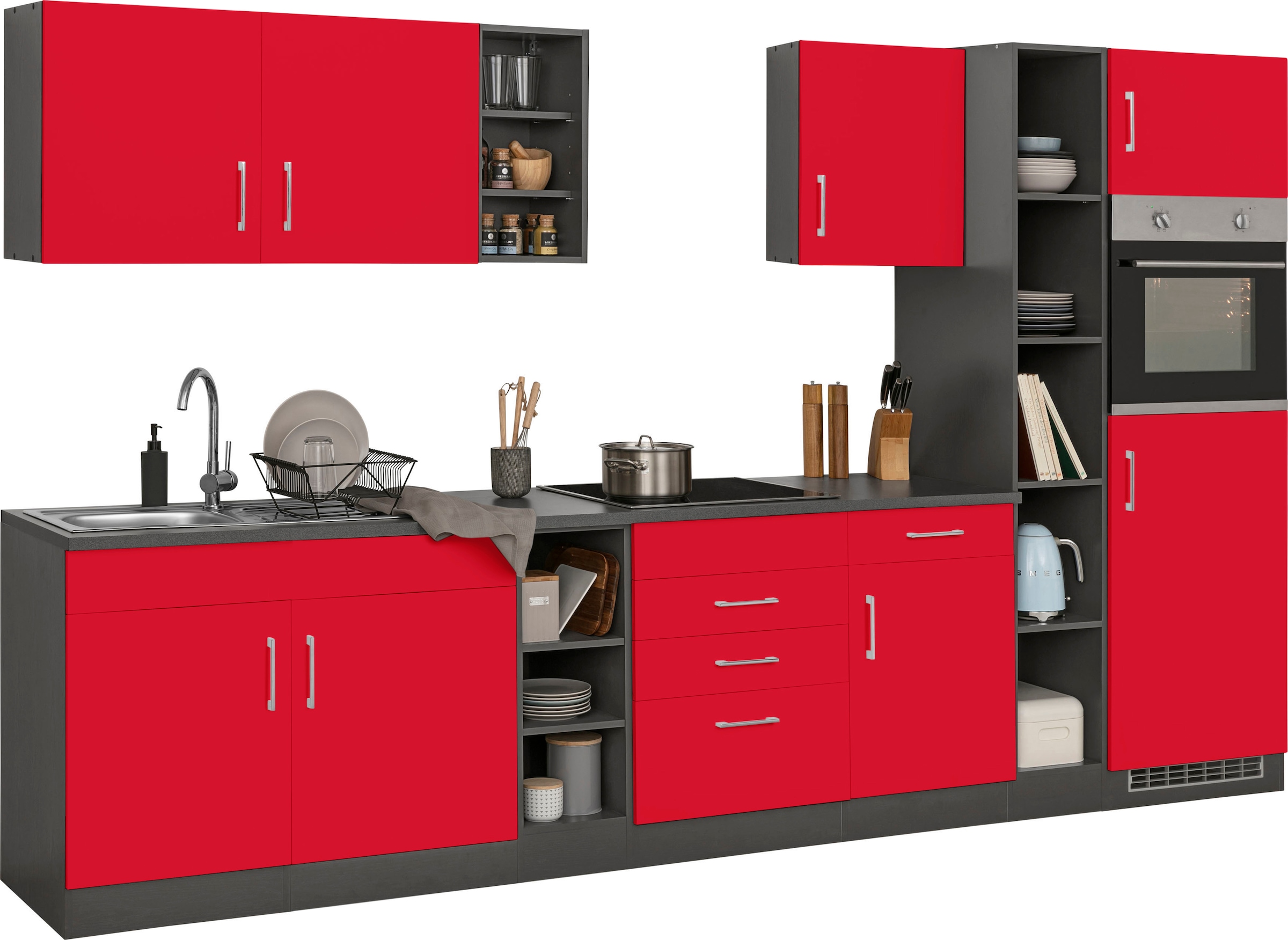 KOCHSTATION Küchenzeile »KS-Paris – Küchen mit einzigartigen Fotomotiven auf den Fronten« ohne E-Geräte, Breite 330 cm