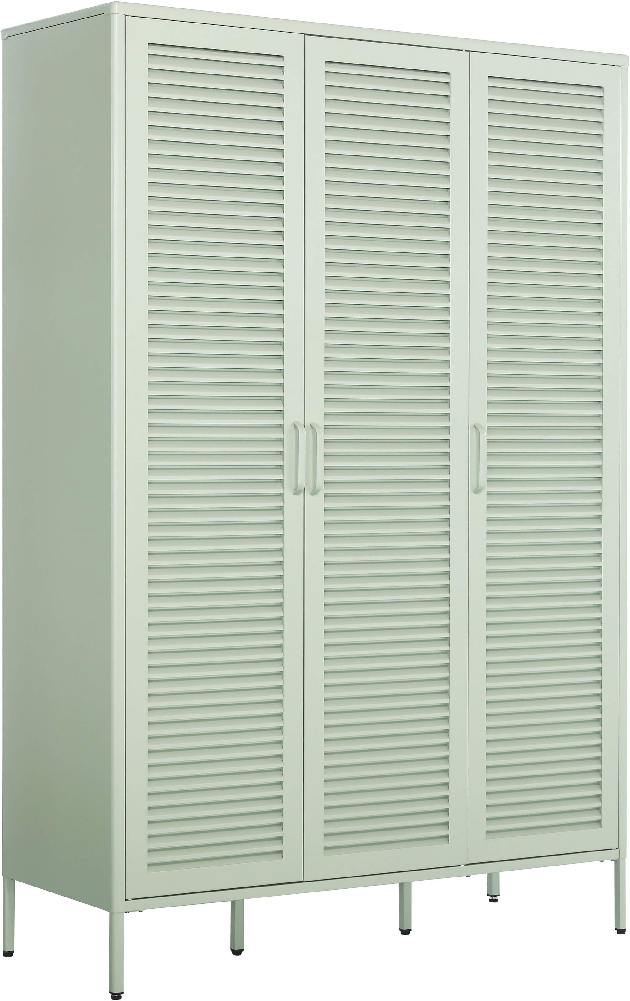 OTTO home Kleiderschrank »GERRON Kleiderschrank Metallschrank Spind« Schlafzimmerschrank mit 3 Türen , grün salbei, Breite 120cm