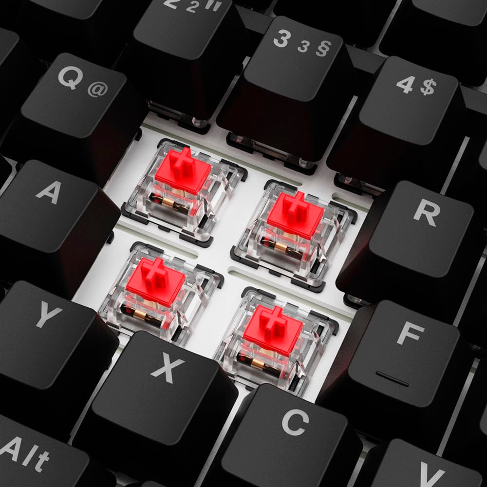 Sharkoon Gaming-Tastatur »SKILLER SGK25«, (Anpassbare Höhe-Antirutsch-Füße-Fn-Tasten-Lautstärkeregler-Licht-Bewegungs-Sensor-Makro-Tasten-Profil-Speicher-USB-Anschluss)