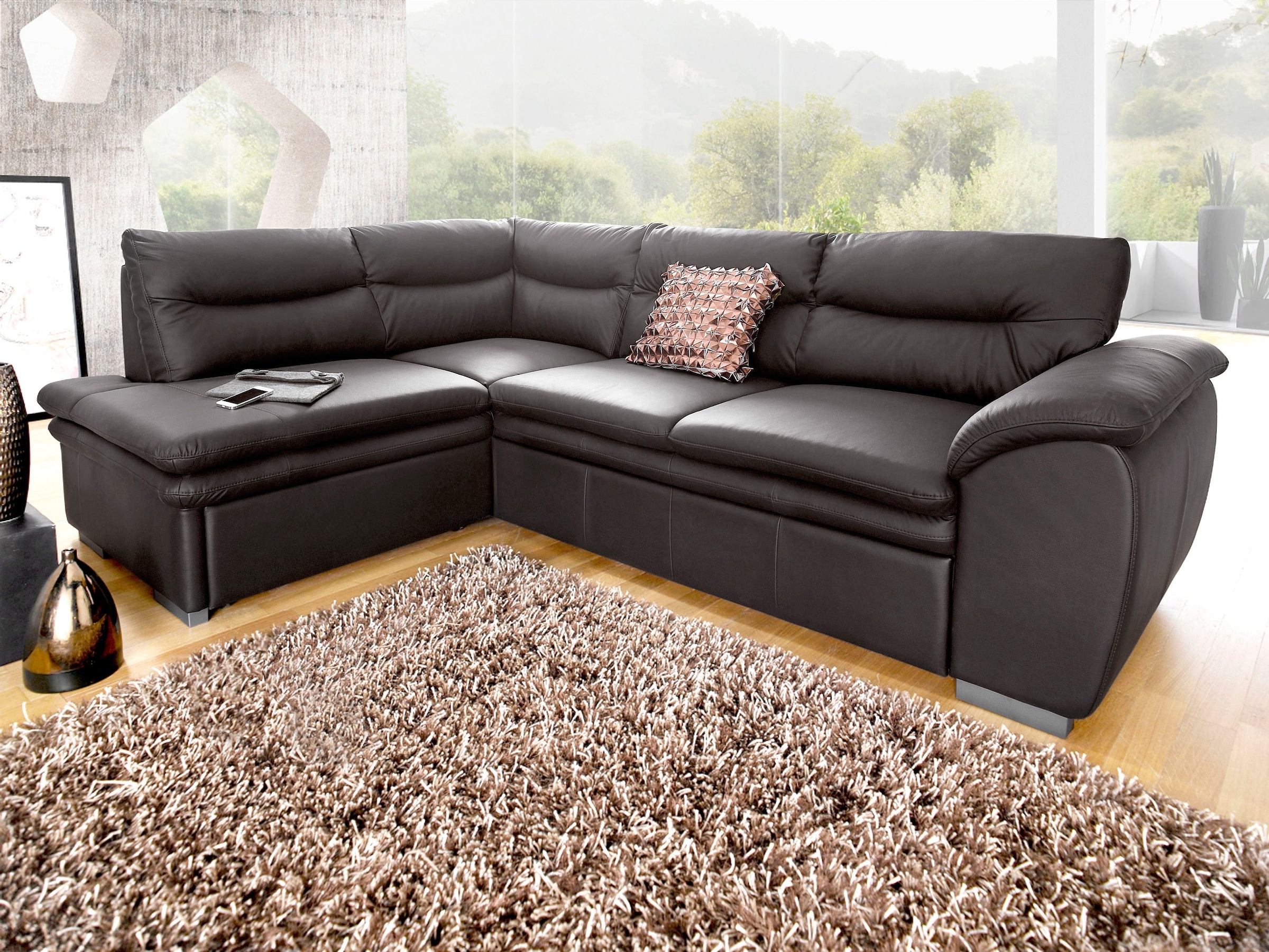 COTTA Ecksofa »Leandra L-Form«, wahlweise mit Bettfunktion und Bettkasten