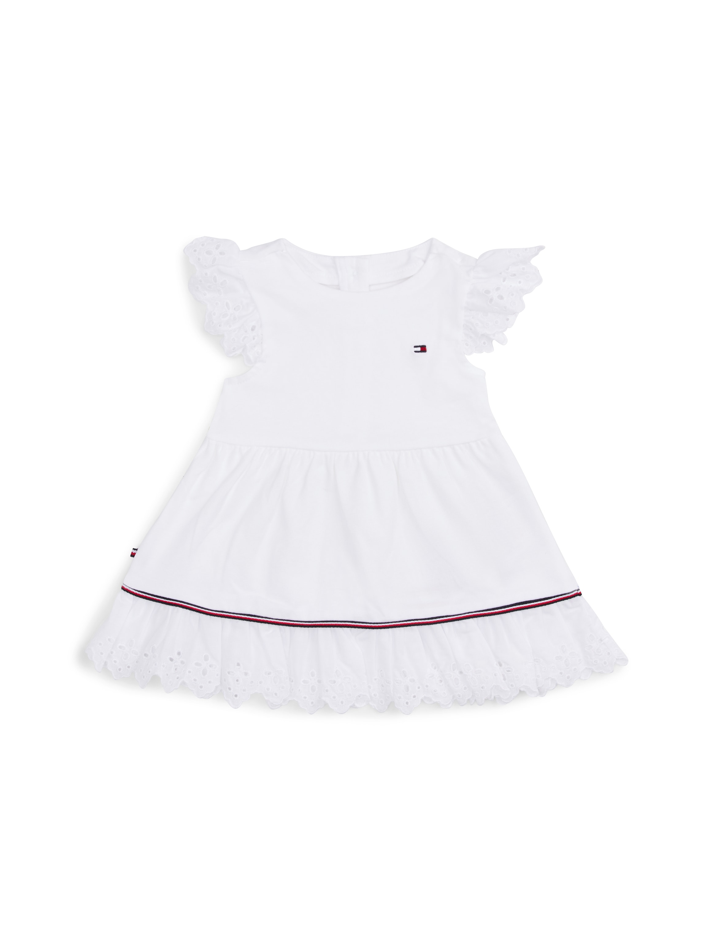 Tommy Hilfiger Sommerkleid »BRODERIE ANGLAISE DRESS SS«, mit Logo-Kontrastband, mit Logostickerei