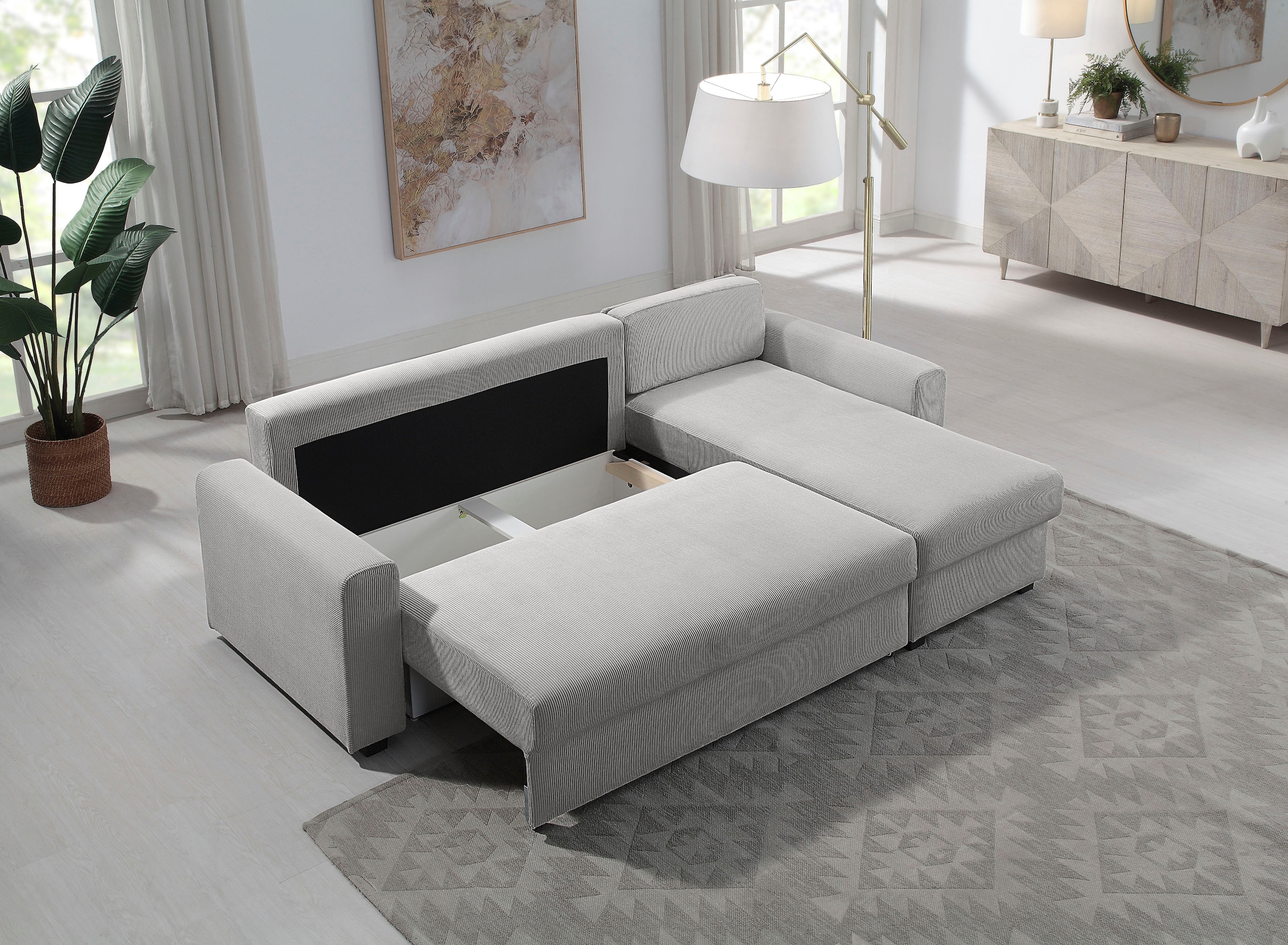 ATLANTIC home collection Ecksofa »Dublin«, montierbar bequem rechts und Bettfunktion links oder Recamiere kaufen Bettkasten