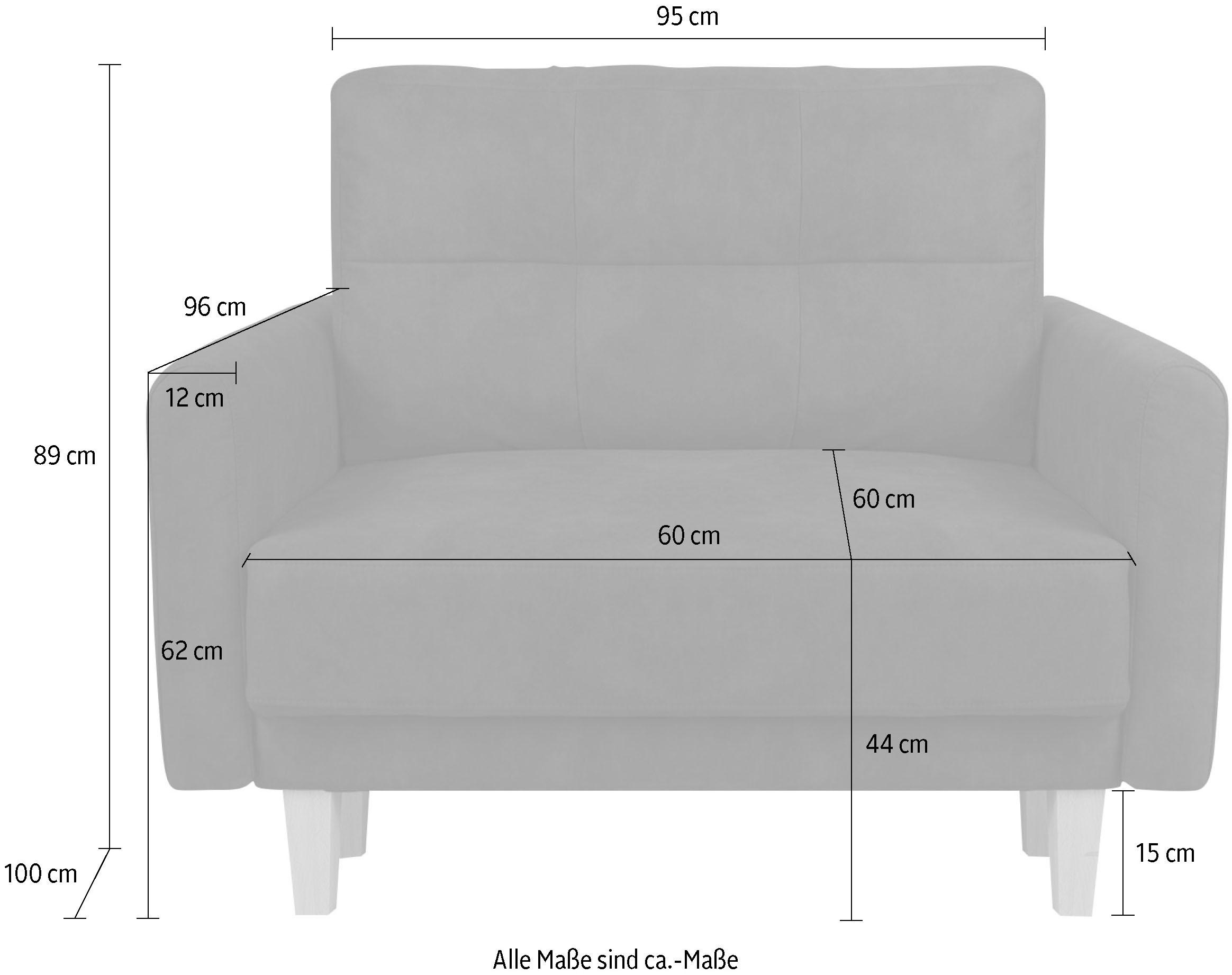 Home affaire Sessel »TRIPLO Relaxsessel mit Wellenunterfederung, Maße B/T/H: 95/100/89 cm«, Polstersessel mit Steppung im Rückenkissen, hohe Qualität