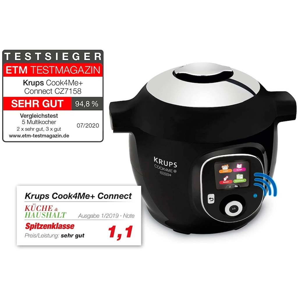 Krups Multikocher »CZ7158 Cook4Me+ Connect«, elektr. Schnellkochtopf, 150 vorprogrammierte Rezepte, 4L Kapazität