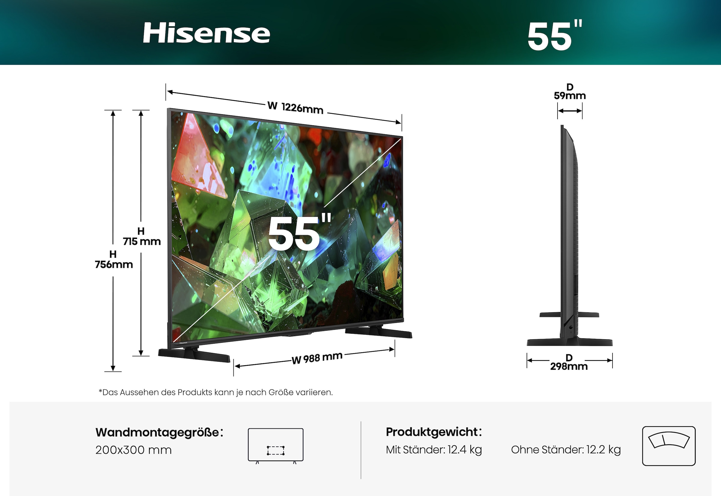 Hisense QLED-Fernseher »55E7S PRO« 139 cm/55 ″ Smart-TV