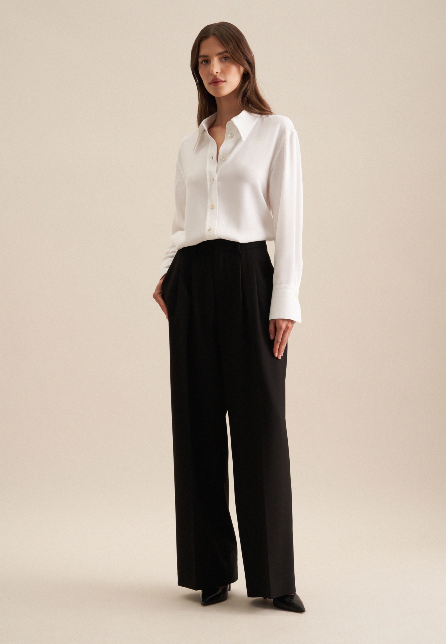 seidensticker Hemdbluse »Schwarze Rose« Langarm Kragen Uni