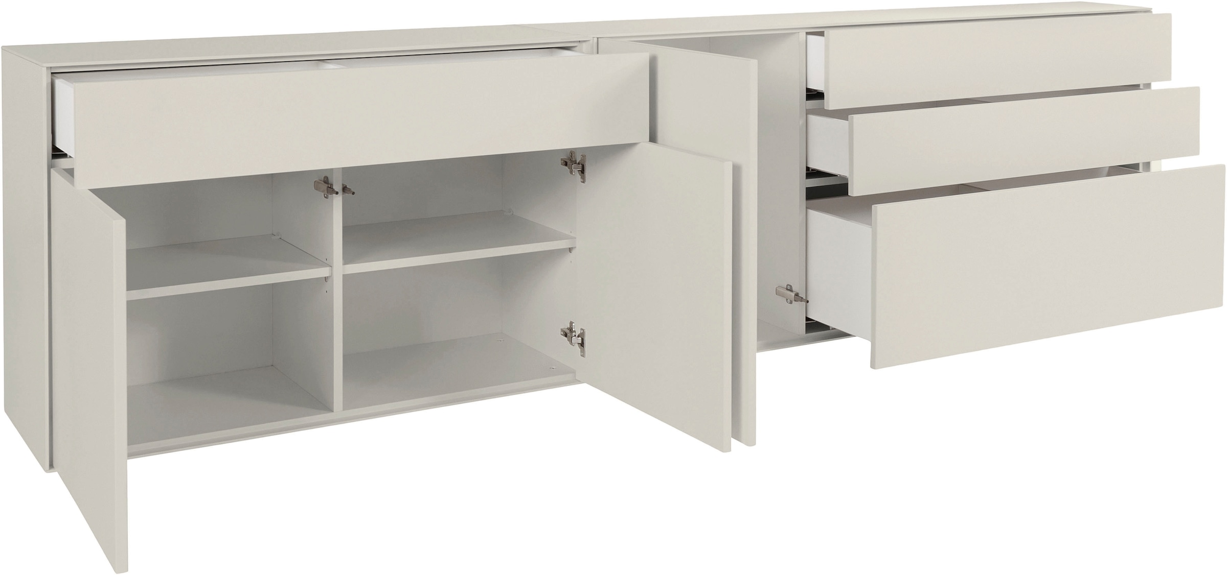 LeGer Home by Lena Gercke Sideboard »Essentials«, (2 St.), Breite: 279cm, MDF lackiert, Push-to-open-Funktion