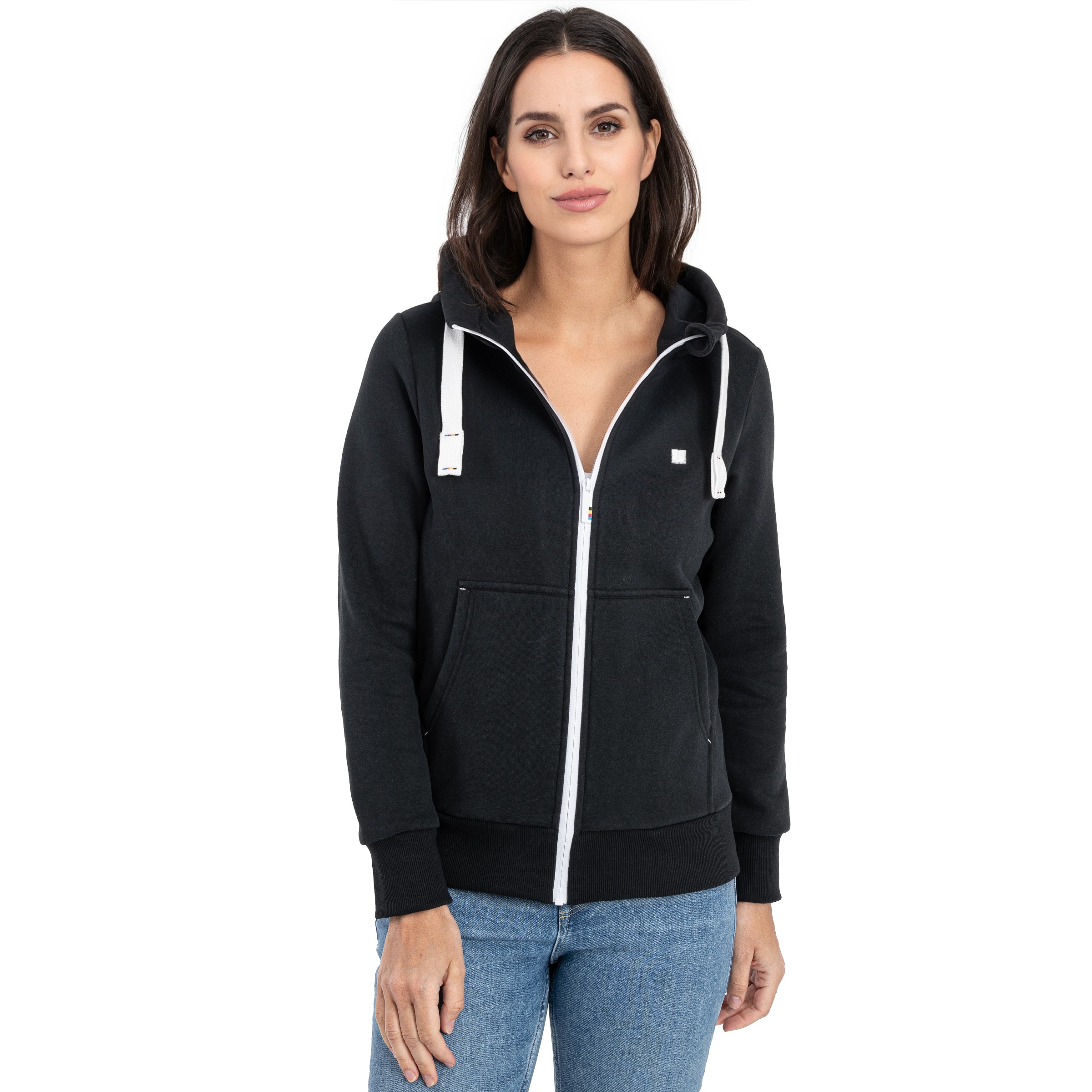 DEPROC Active Kapuzensweatjacke »FinjaCMYK II«, weiche Fleecejacke mit Kängurutasche